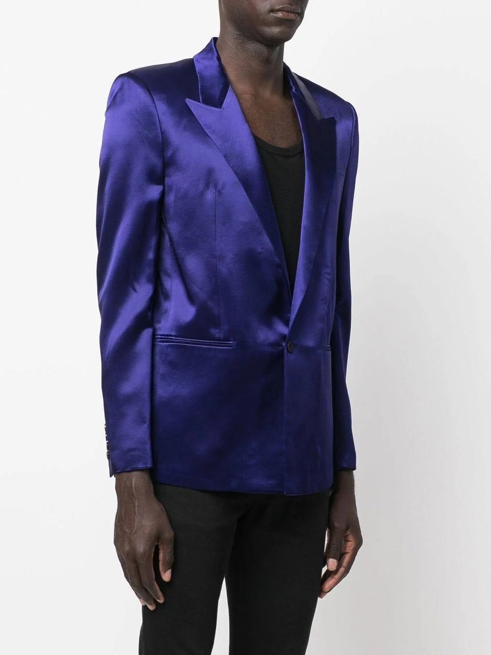 Saint Laurent Paris o1s1wg110724 Fitted Single-Breasted Jacket Shiny Royal Blue Size US L / EU 52-54 / 3 - 4 Thumbnail