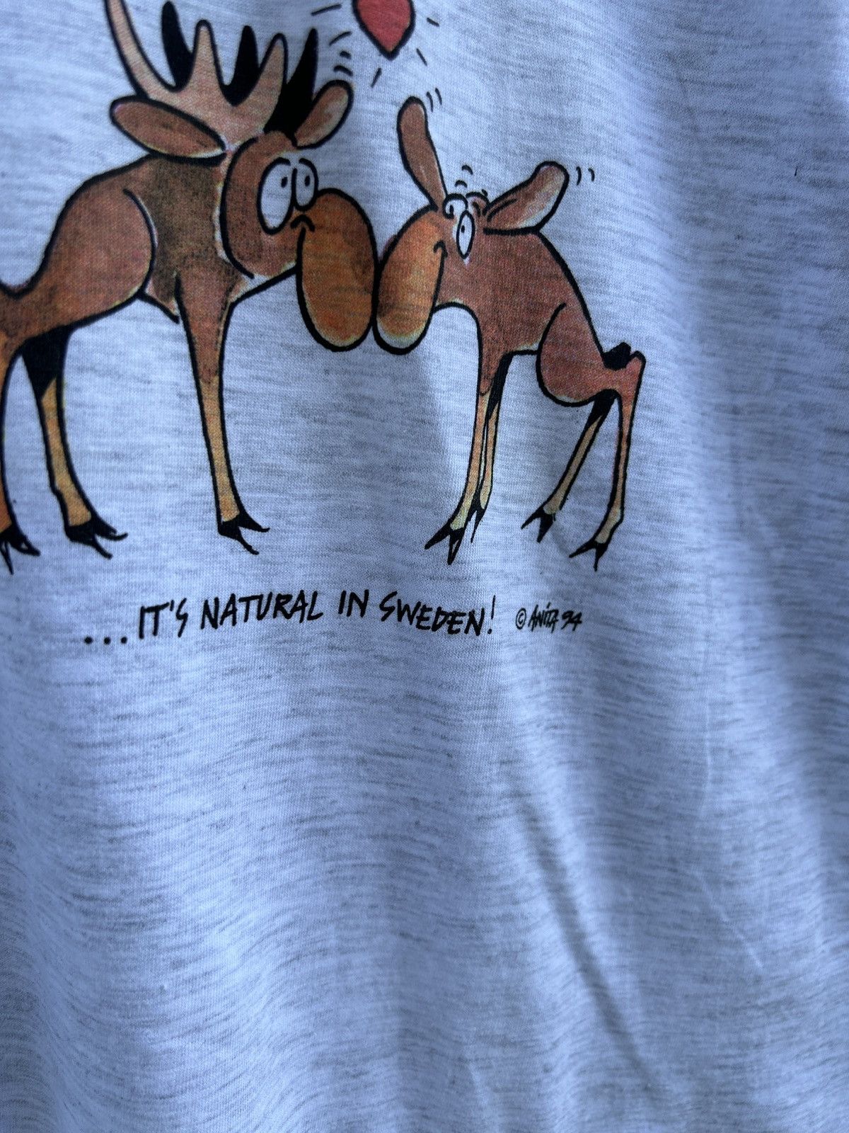 Vintage 90s Vintage 1994 Deer Moose Sex Funny Art Sweden T-Shirt Size US S / EU 44-46 / 1 - 3 Thumbnail