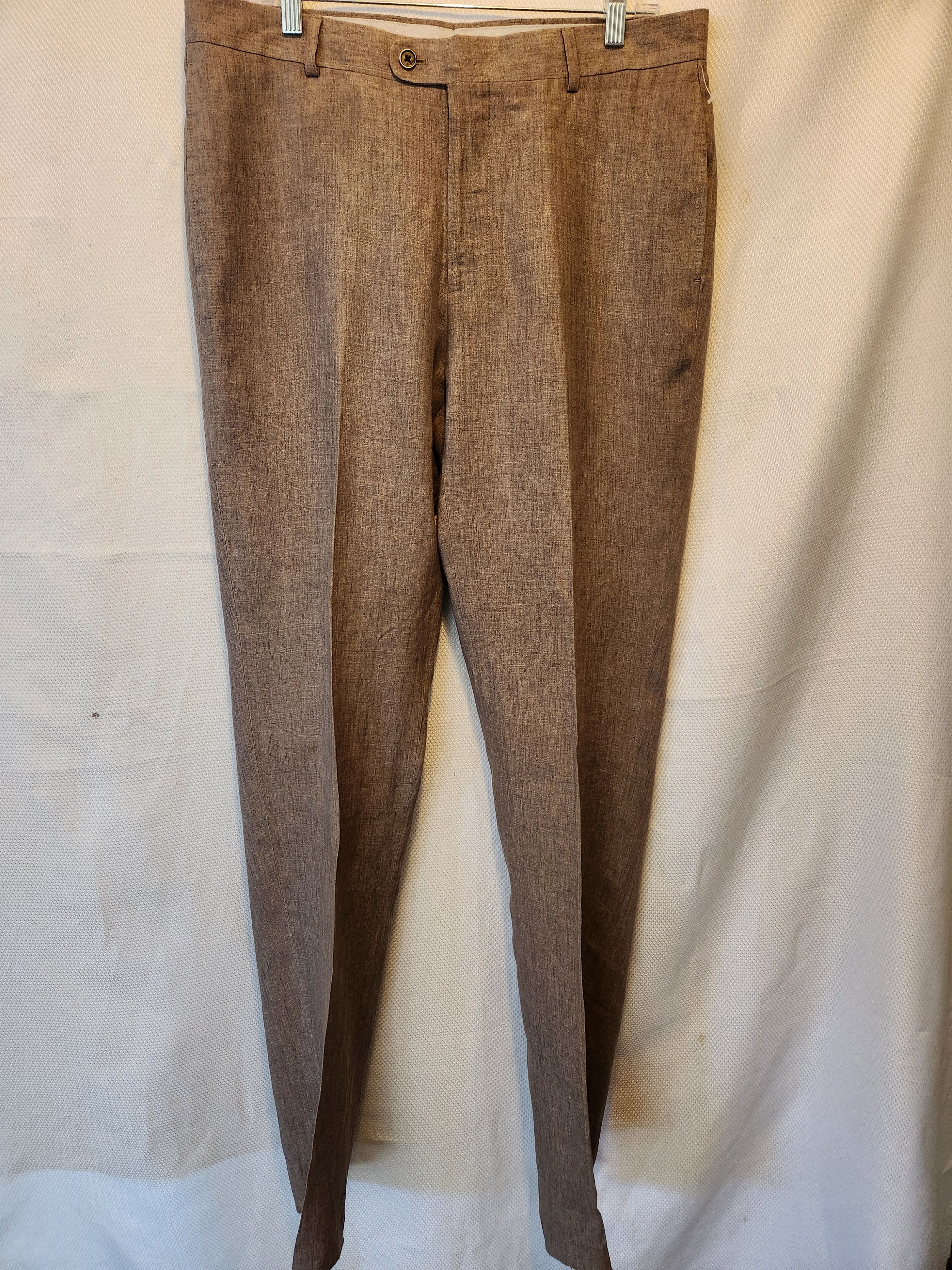 Joseph Abboud Men's 100% Linen Beige Flat Front Pants Size US 34 / EU 50 - 1 Thumbnail