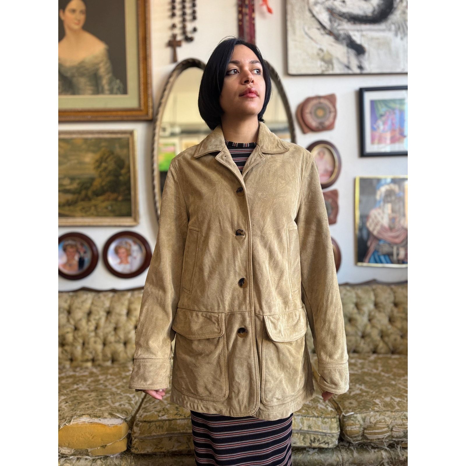 L.L. Bean Vintage Suede Leather Oversized Coat L.L Bean Size XS Size XS / US 0-2 / IT 36-38 - 2 Thumbnail