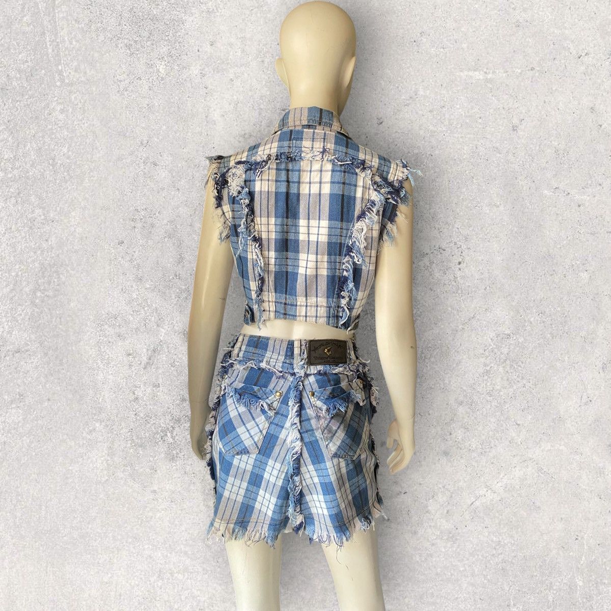 Vivienne Westwood Vintage 1999 Blue Plaid Fray Hem Set Size XS / US 0-2 / IT 36-38 - 4 Thumbnail