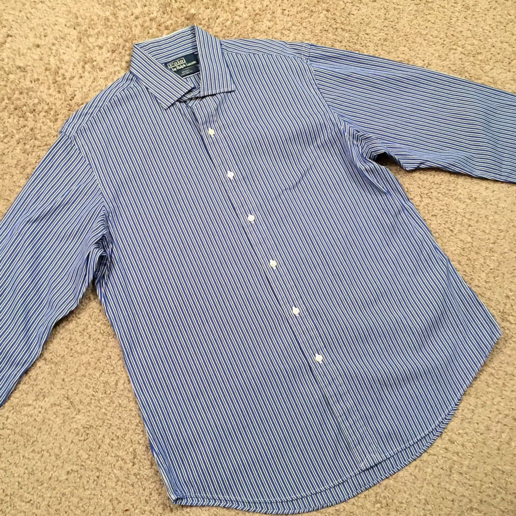 Polo Ralph Lauren Polo Ralph Lauren Men's Blue Striped Button Up Shirt Long Sleeve Regent 16.5 Size US XL / EU 56 / 4 - 5 Thumbnail