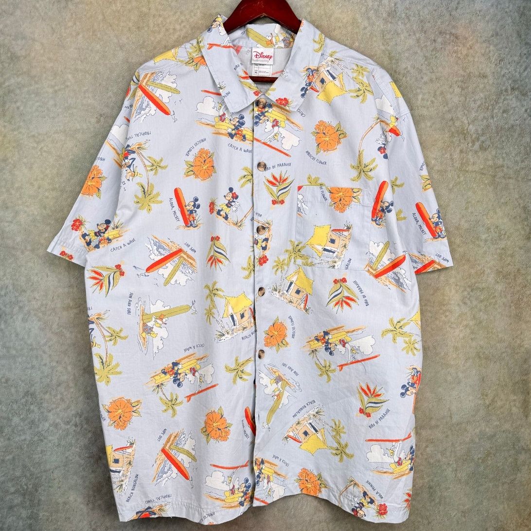 Disney Y2K Disney Hawaiian Button Up Shirt Sz XL Light Blue AOP Size US XL / EU 56 / 4 - 2 Thumbnail