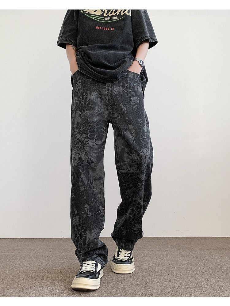 Japanese Brand Men's American vintage loose camouflage snake print jeans Size US 32 / EU 48 - 2 Thumbnail