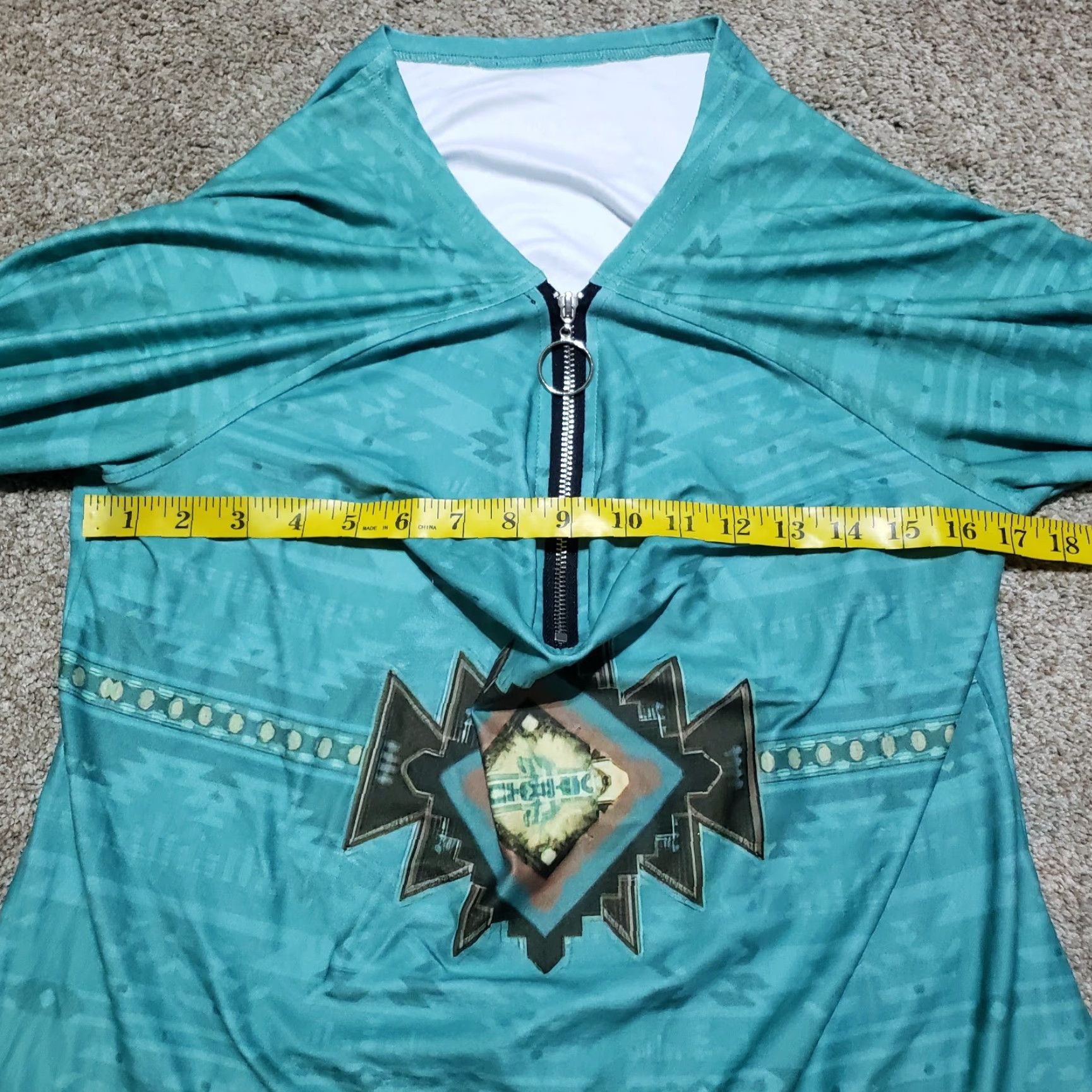 Vintage Blue Aztec Pattern Shirt Zipper Long Sleeve Adult Women M Medium Blue Aztec Pattern Shirt Adult Women M Size M / US 6-8 / IT 42-44 - 3 Thumbnail