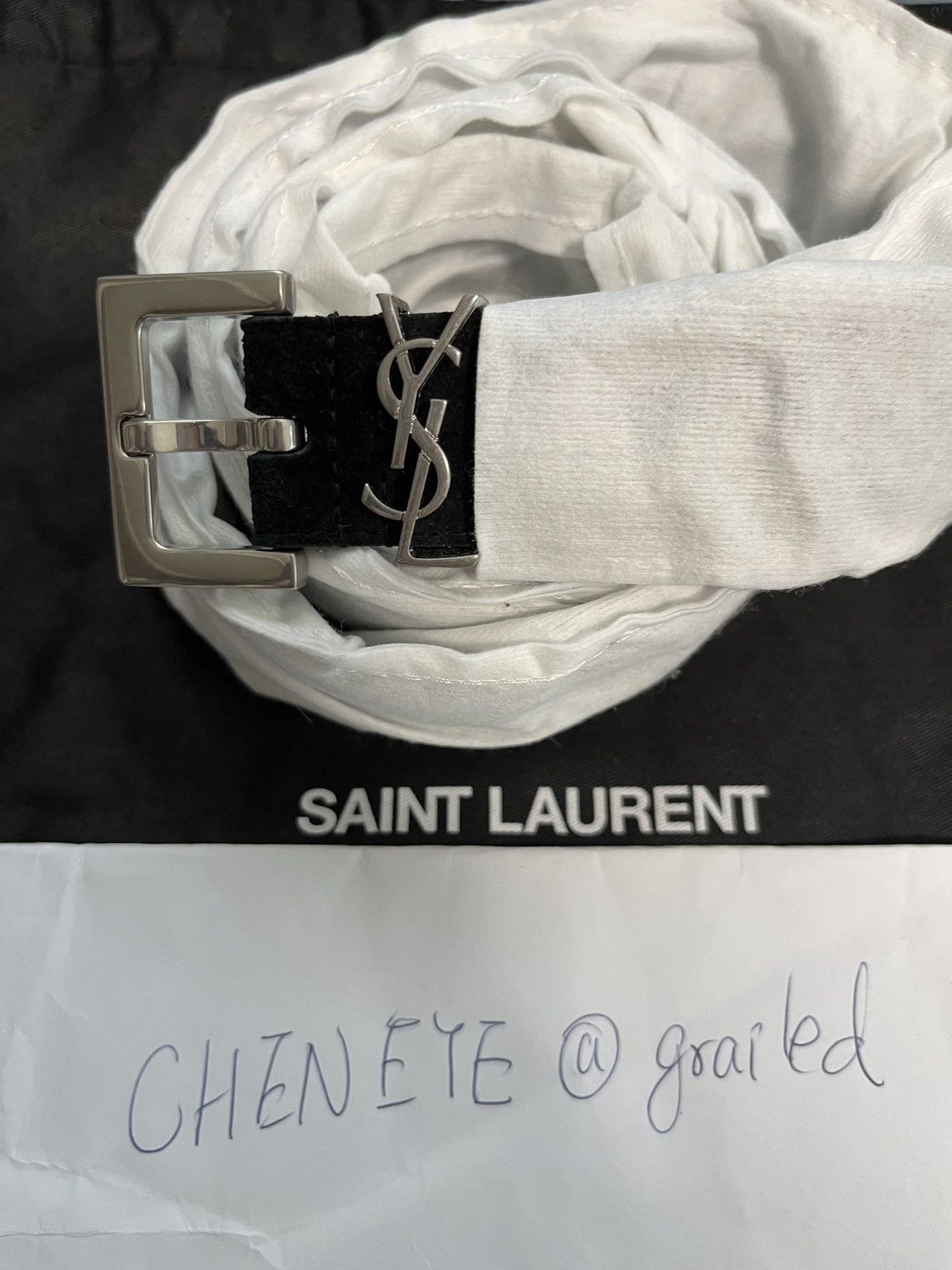 Saint Laurent Paris Saint Laurent Monogram Belt YSL logo Size 38 - 3 Thumbnail