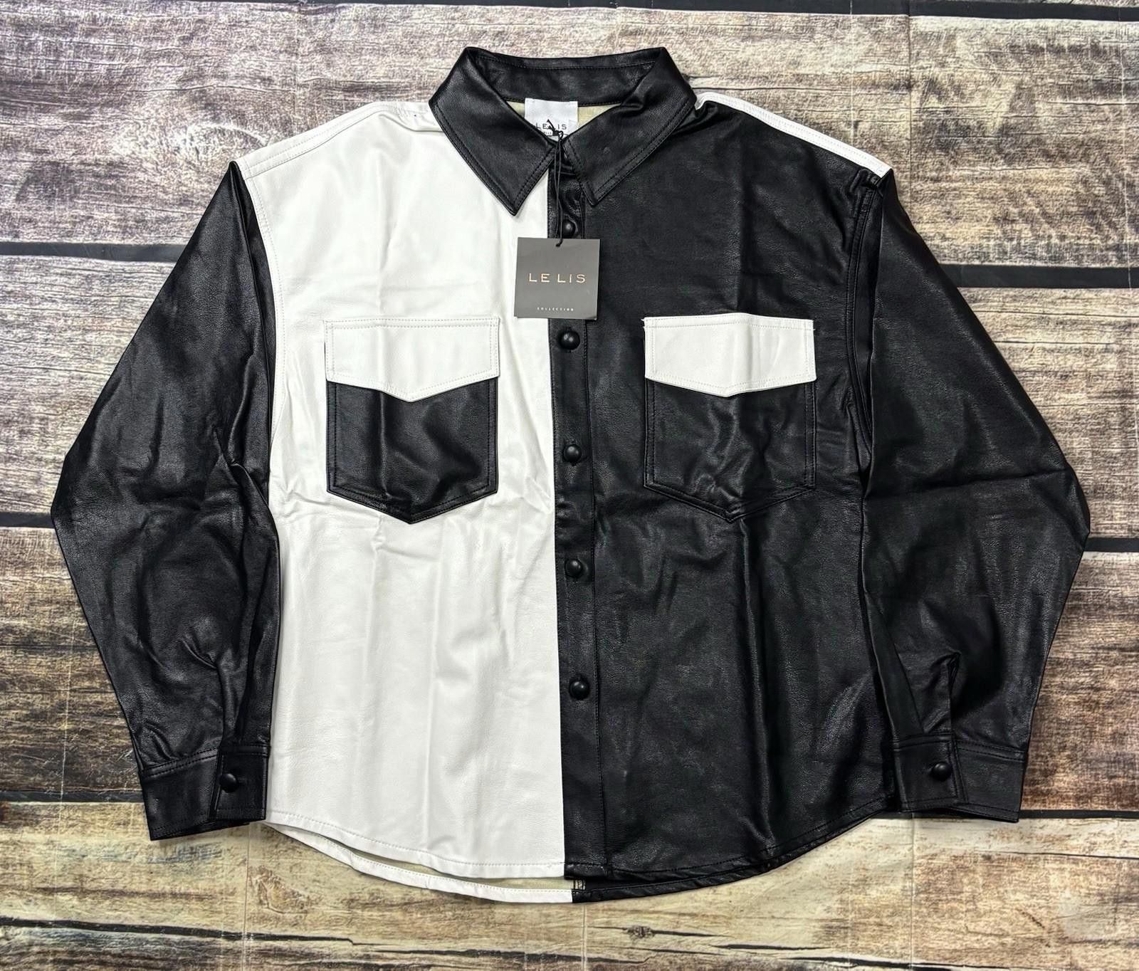 Le Lis Collection Jacket Womens S Faux Leather Colorblock