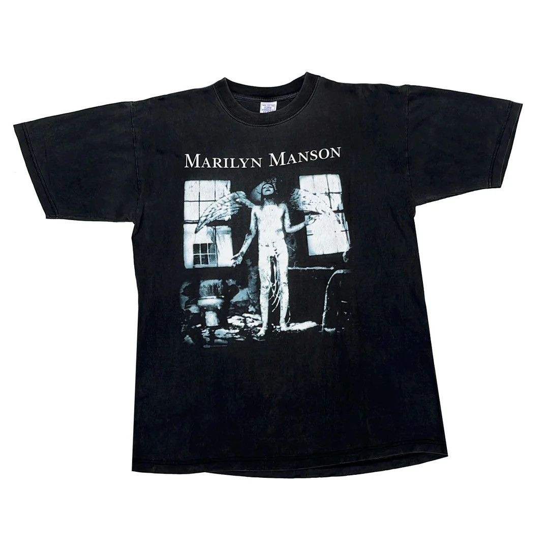 image of Band Tees x Marilyn Manson 1996 90's Antichrist Superstar Vintage T-Shirt in Black, Men's (Size XL)