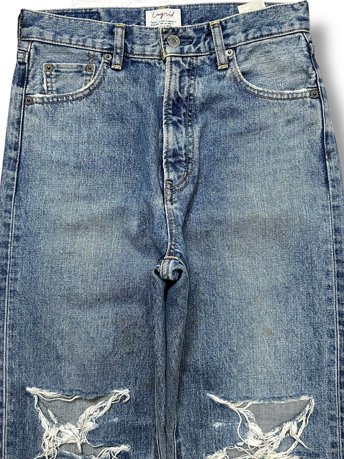 Japanese Brand Vintage Ungrid Classic Straight Fit Distressed Knees & Faded Size US 28 / EU 44 - 2 Thumbnail