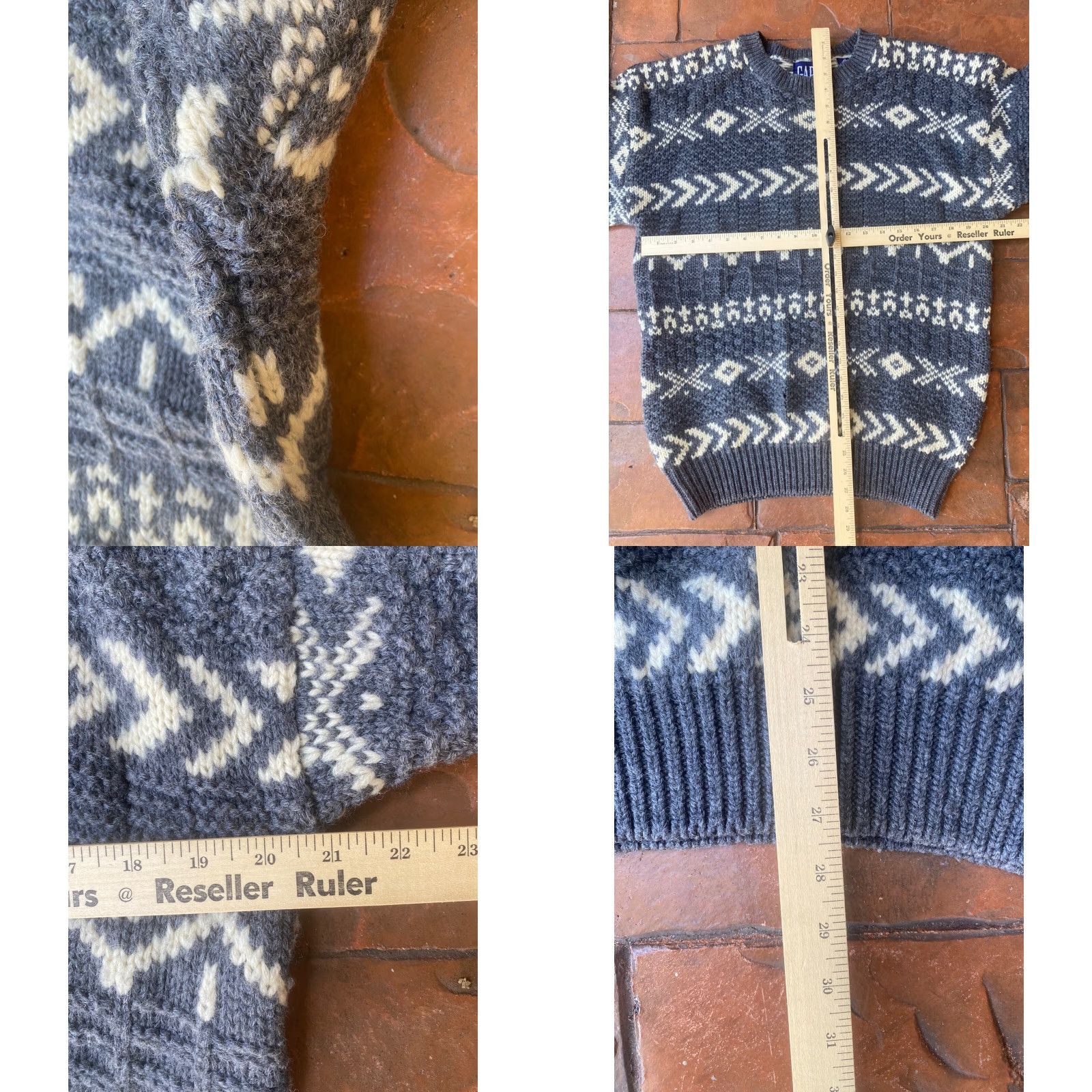 Gap VINTAGE GAP Wool Heavy Knit Geometric Aztec Gray Sweater M Men Pullover 90s Geometric Proof? Size US M / EU 48-50 / 2 - 8 Thumbnail