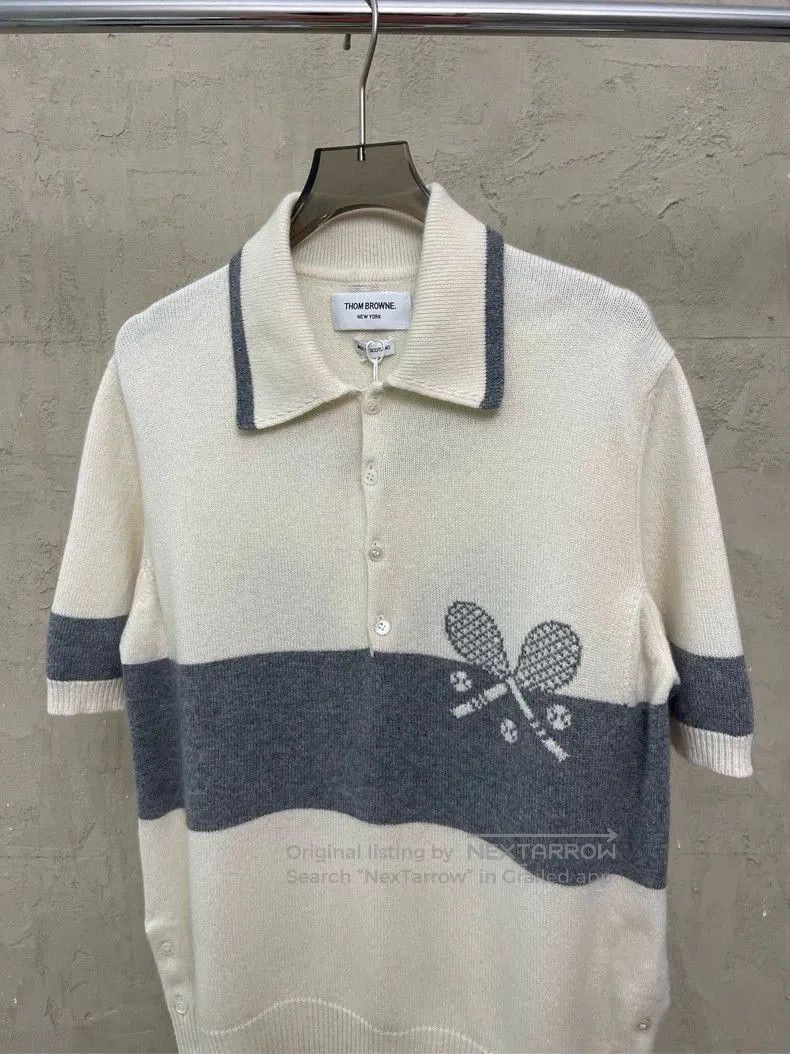 Thom Browne Thom Browne Beige Tennis Polo Sweater. Size US S / EU 44-46 / 1 - 4 Thumbnail