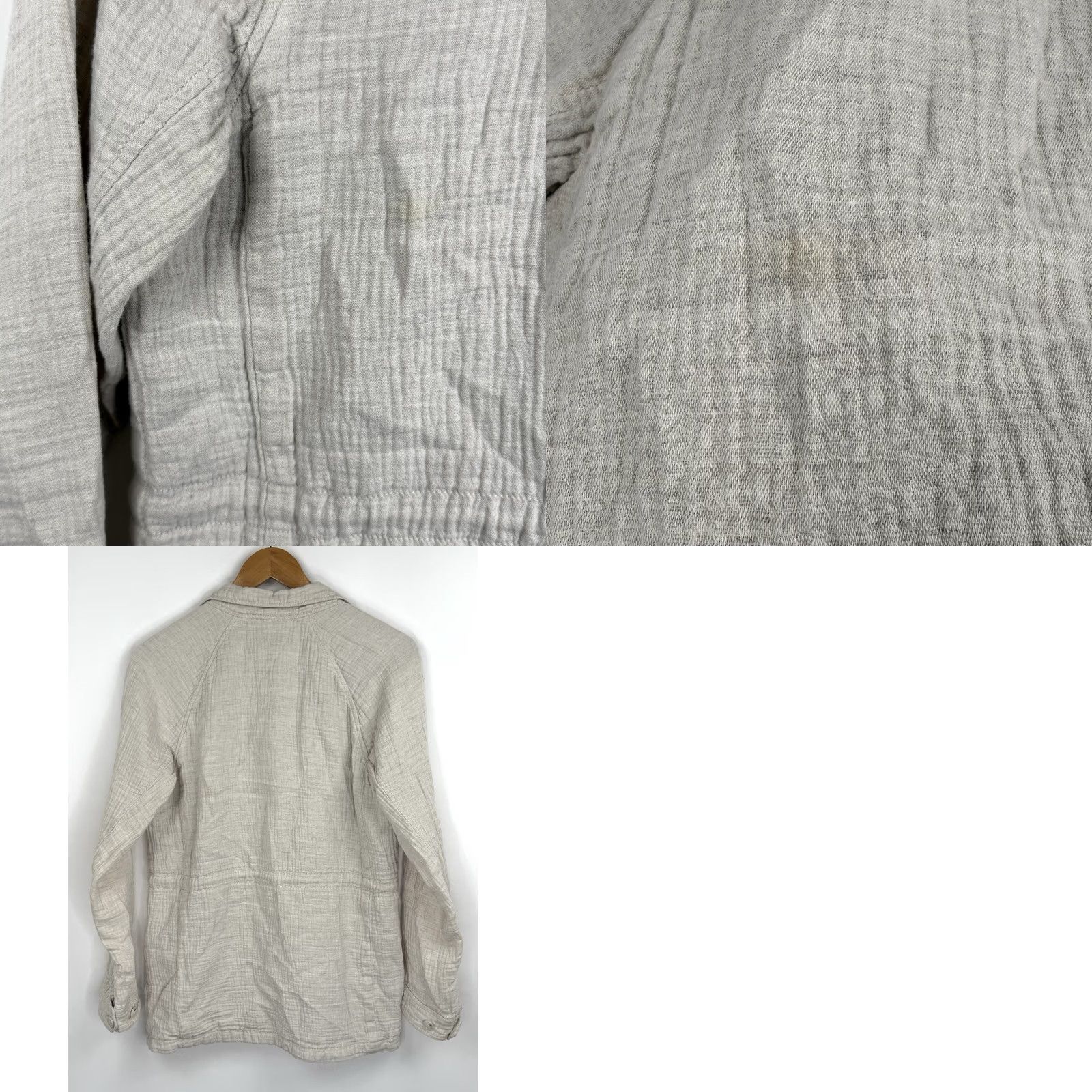 James Perse VINTAGE James Perse Jacket Womens 2 Medium Beige Pockets Collared Button Long Sleeve Short Length - Fall Spring Regular Mens Womens Girls Size XS / US 0-2 / IT 36-38 - 9 Thumbnail