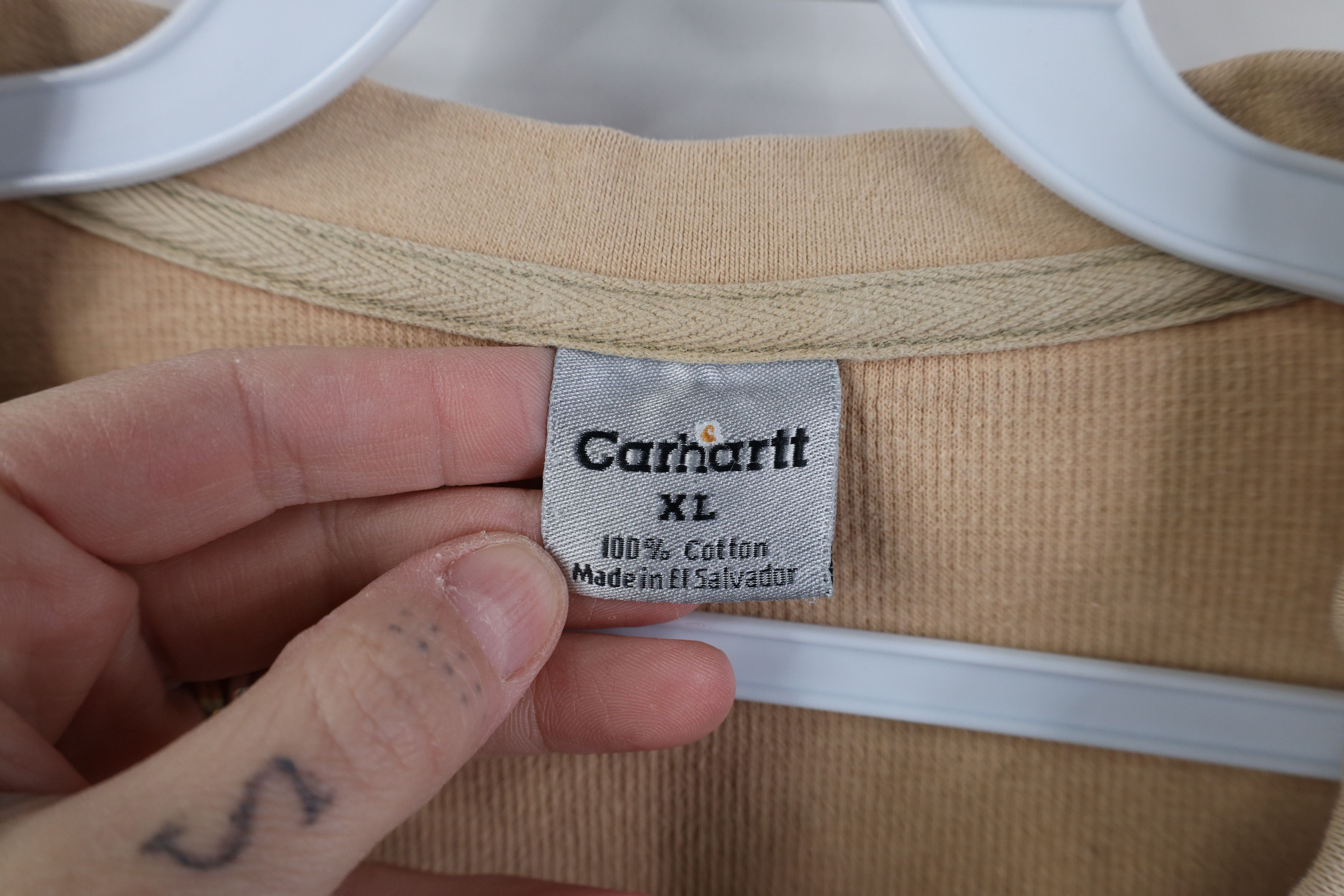 Carhartt Vintage Y2K Carhartt Waffle Knit Henley T-Shirt Khaki Size US XL / EU 56 / 4 - 7 Thumbnail