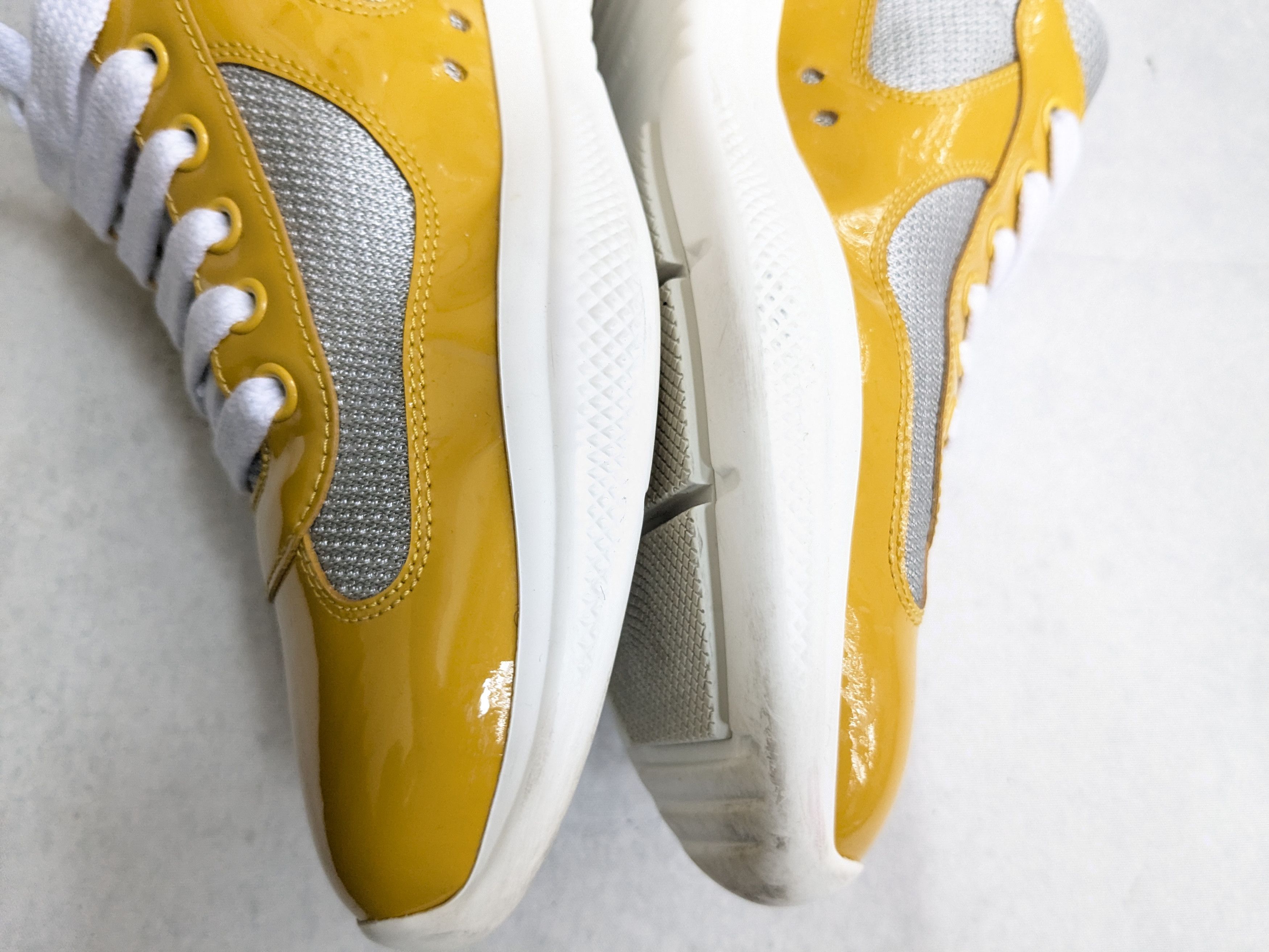 Prada America's Cup Yellow 9.5 Low Top Patent Leather