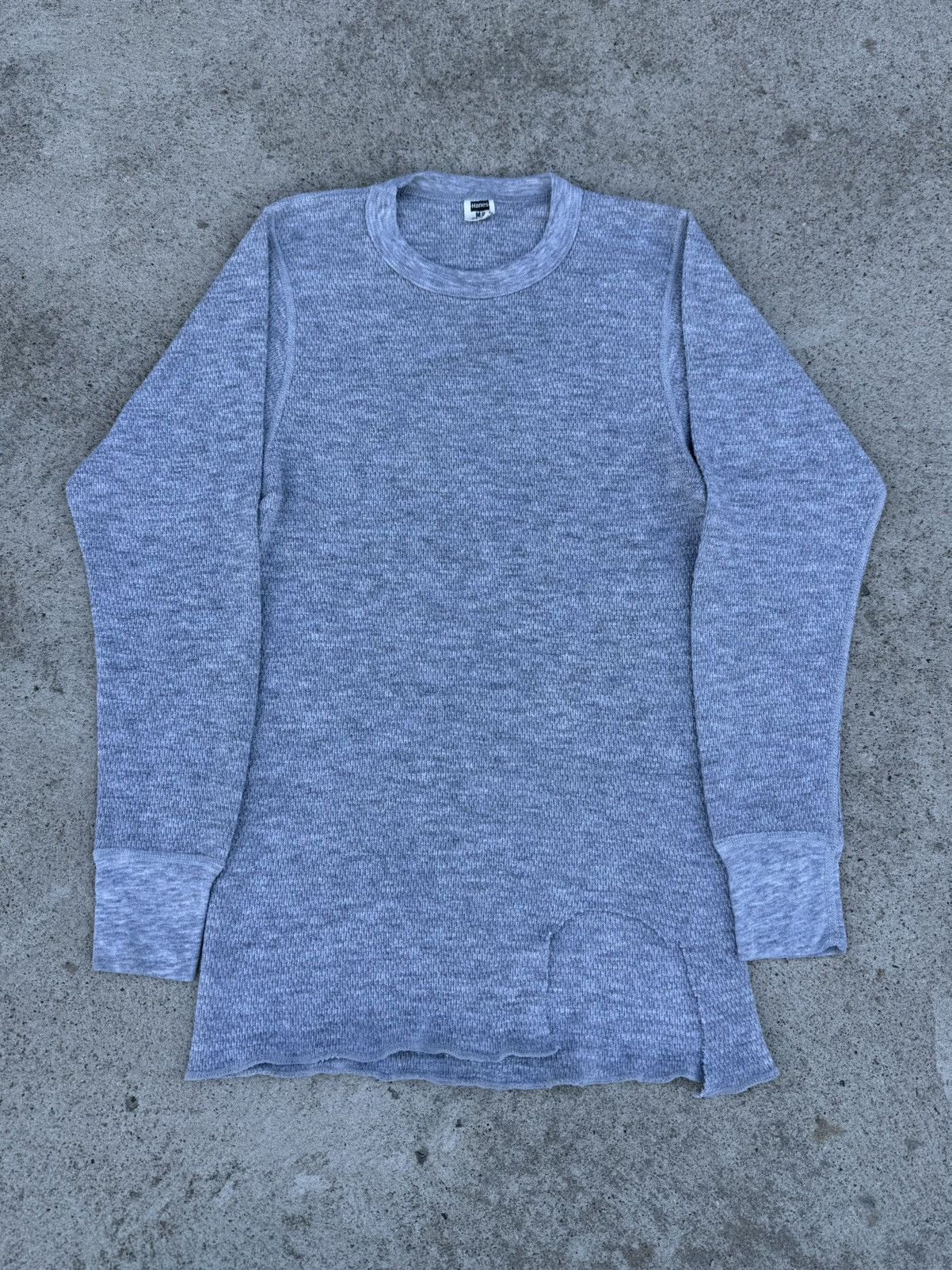 Hanes Vintage 1970s Hanes Thermal Waffle Long Sleeve T-Shirt Gray Size US M / EU 48-50 / 2 - 1 Thumbnail