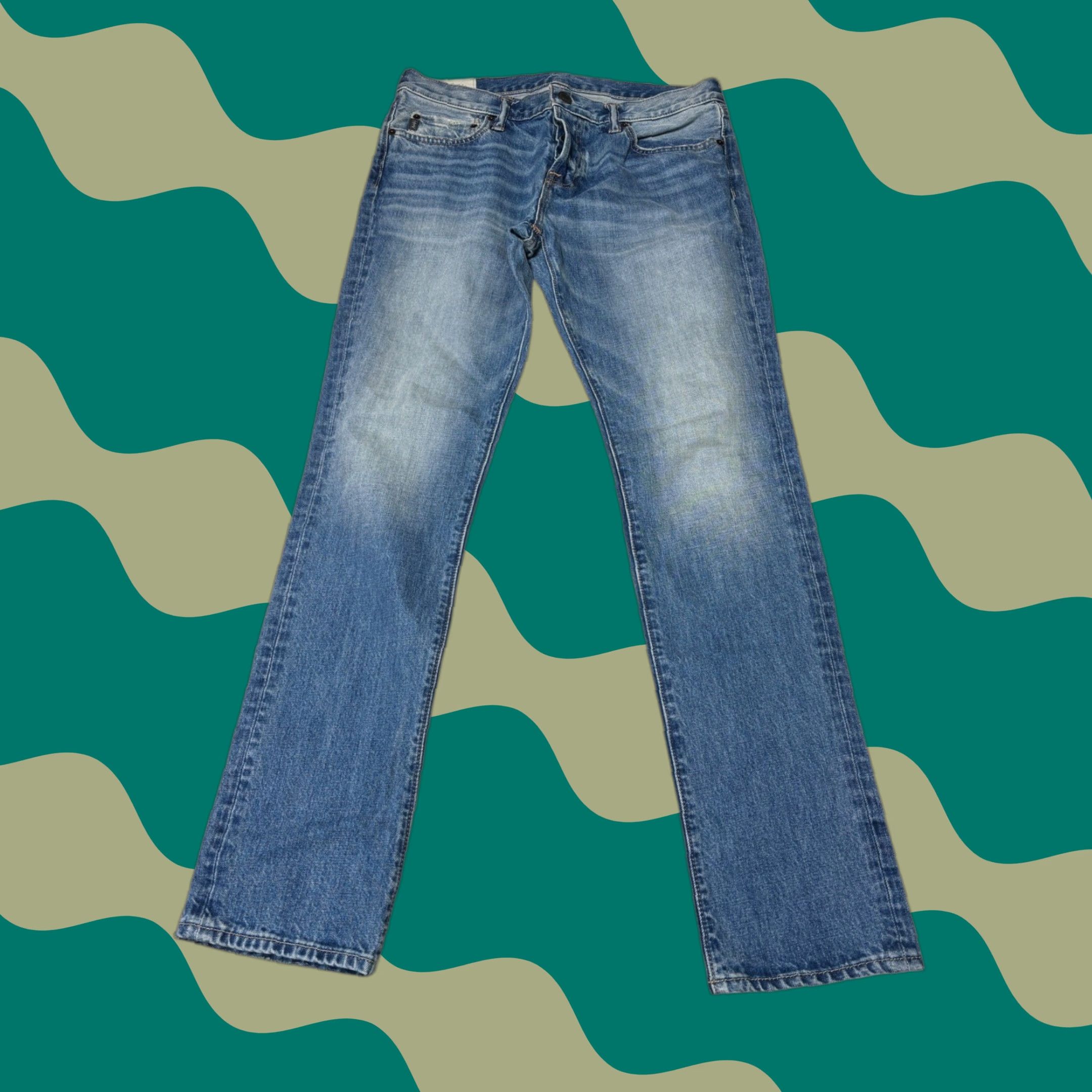 Abercrombie & Fitch Abercrombie & Fitch Jeans Skinny Medium Wash Mens W33 L32 Slim Rise Mid 10-12 in Denim Button 5-Pocket Pockets Distressed Cotton 1969 Gap 1969 Bag N/A Size US 33 - 1 Thumbnail