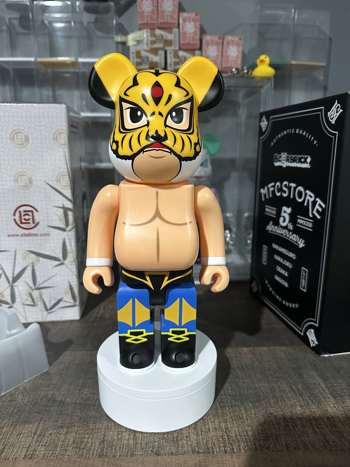 image of Medicom Bearbrick x Medicom Toy Tiger Mask Bearbrick in Yellow, Men's