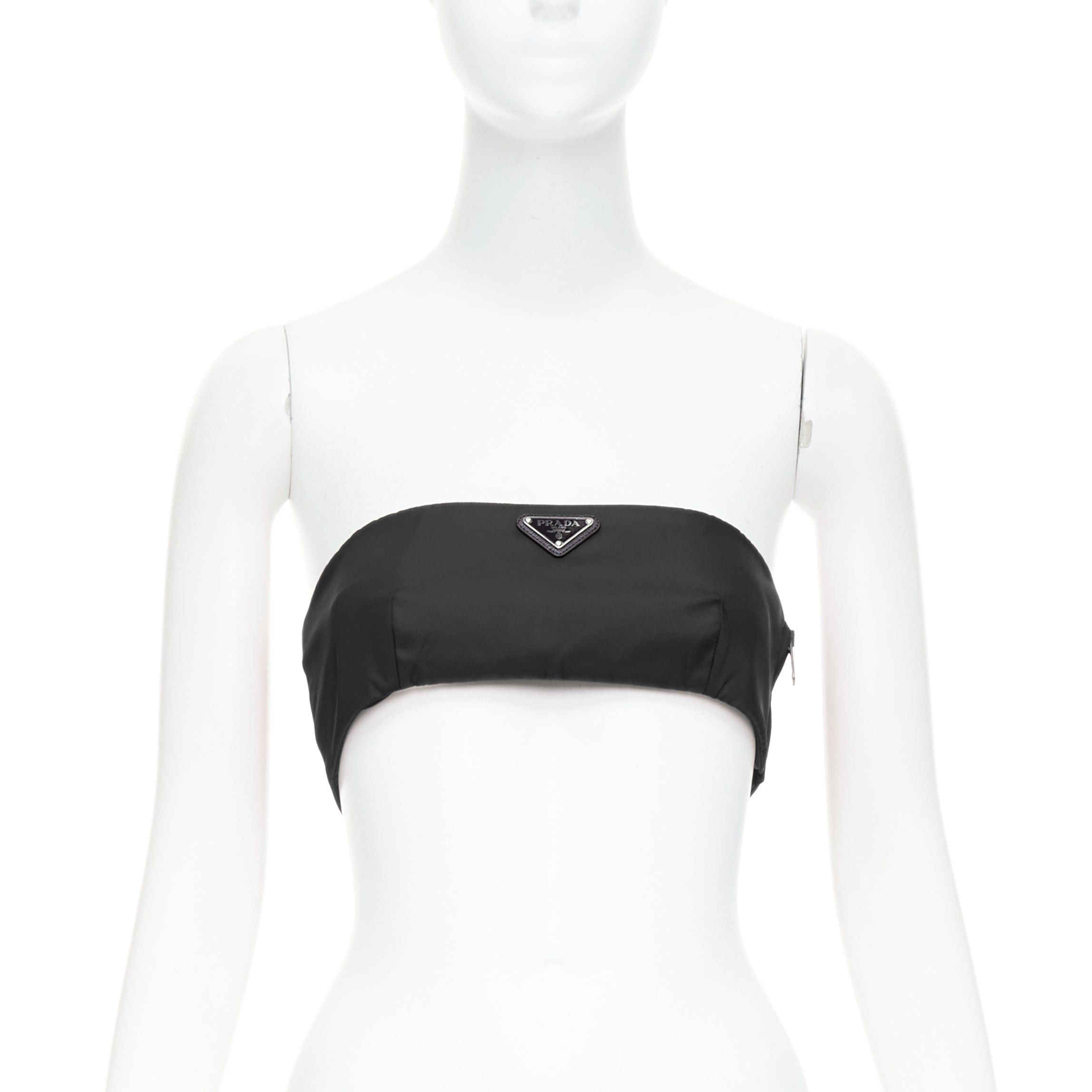 Prada PRADA Re-Nylon black triangle logo plate strapless bustier tube top IT42 M Size M / US 6-8 / IT 42-44 - 1 Thumbnail