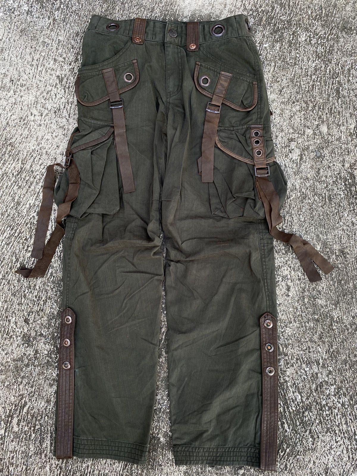 image of 14Th Addiction x If Six Was Nine Dohc Cargo Bondage Pants Ilike Travis Scot in Green (Size 34)