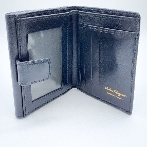 Salvatore Ferragamo Salvatore Ferragamo Black Leather Wallet with Gold Accent Size ONE SIZE - 6 Thumbnail