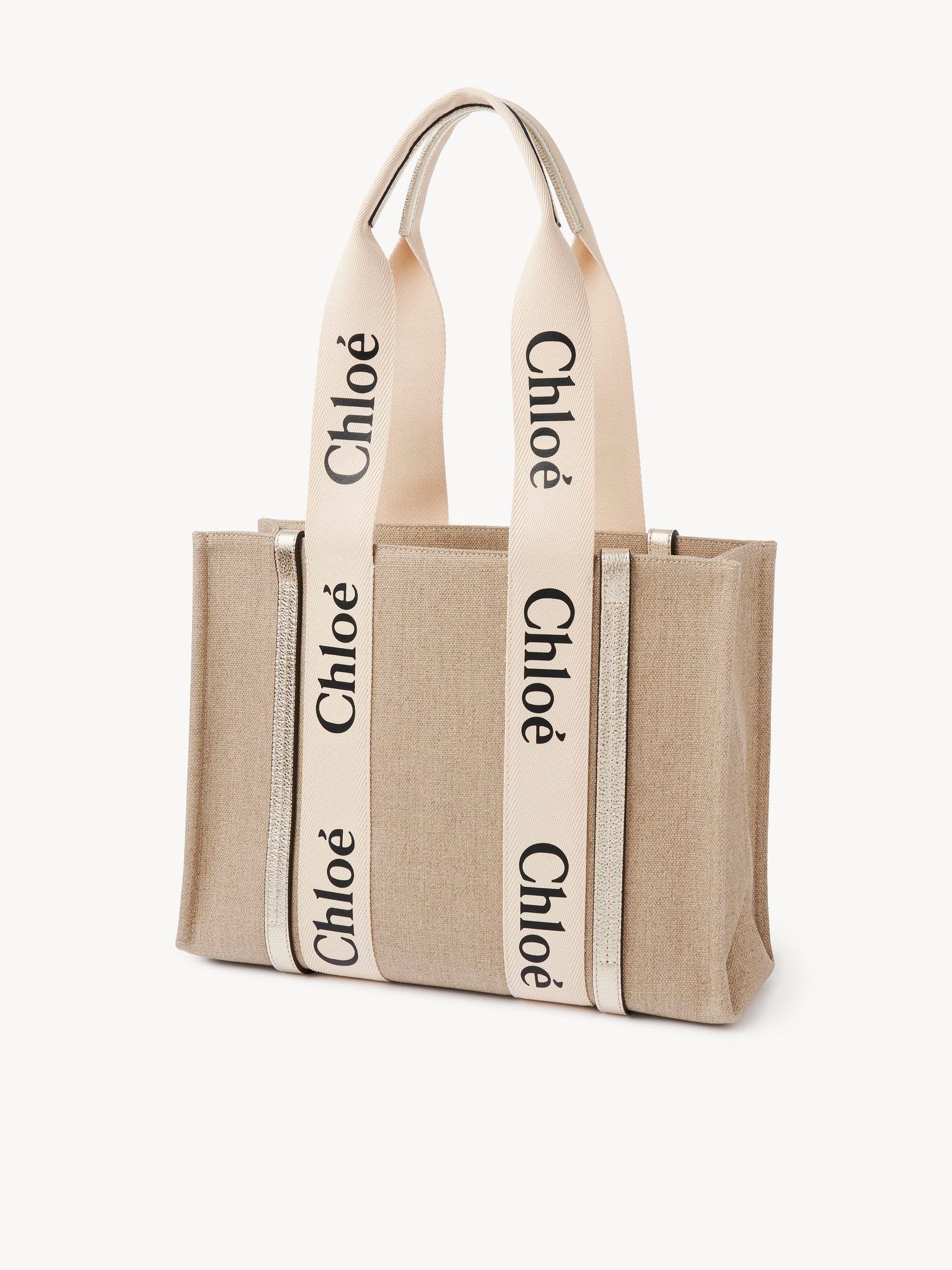 Chloe o1loc1c10425 Size: OS / Woody Medium Tote Bag in Light Gold Size ONE SIZE - 4 Thumbnail