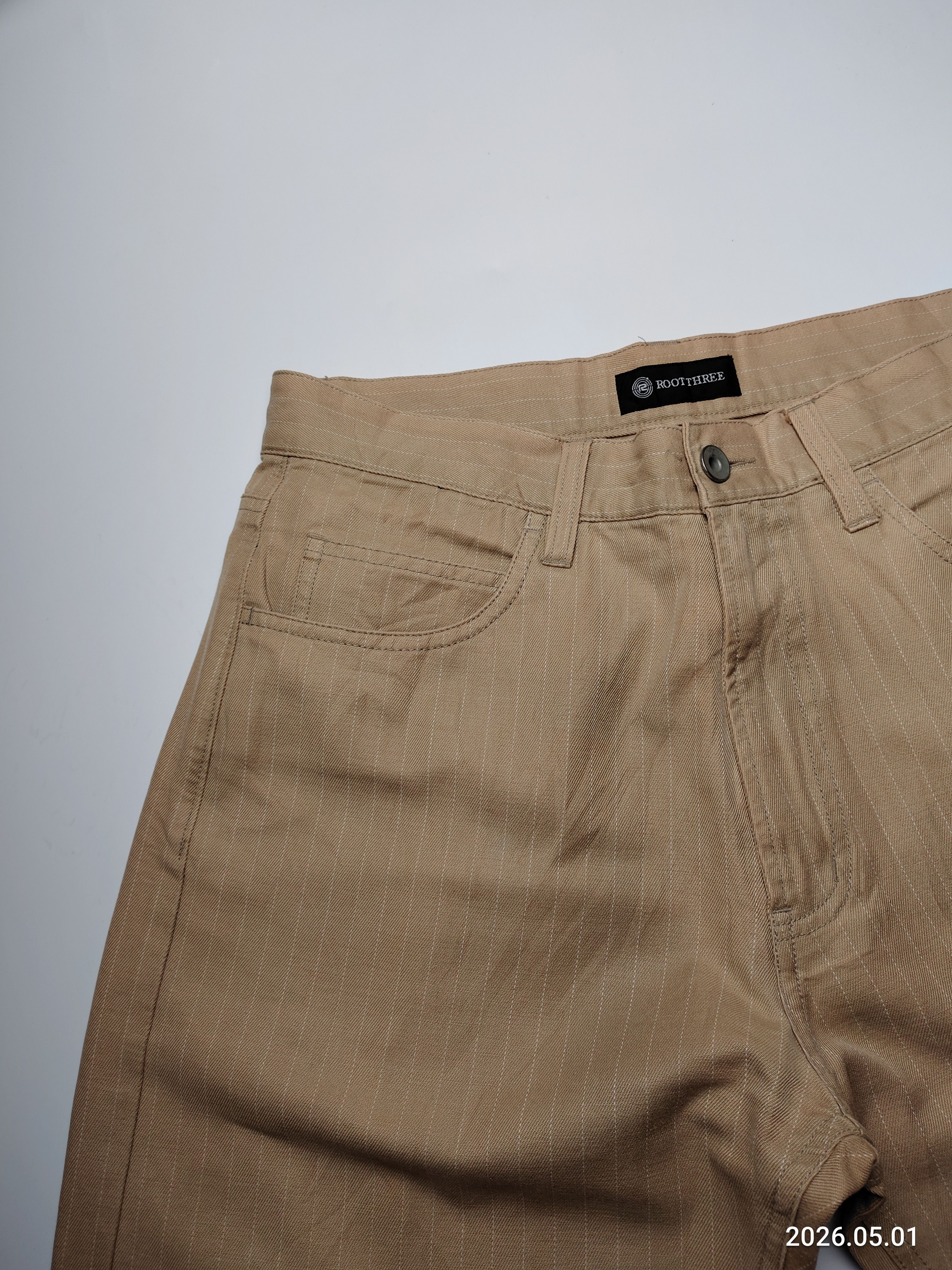 Japanese Brand ROOT THREE Heavy Cotton STRIPE FLARE CHINO PANTS JEANS Size US 29 - 4 Thumbnail