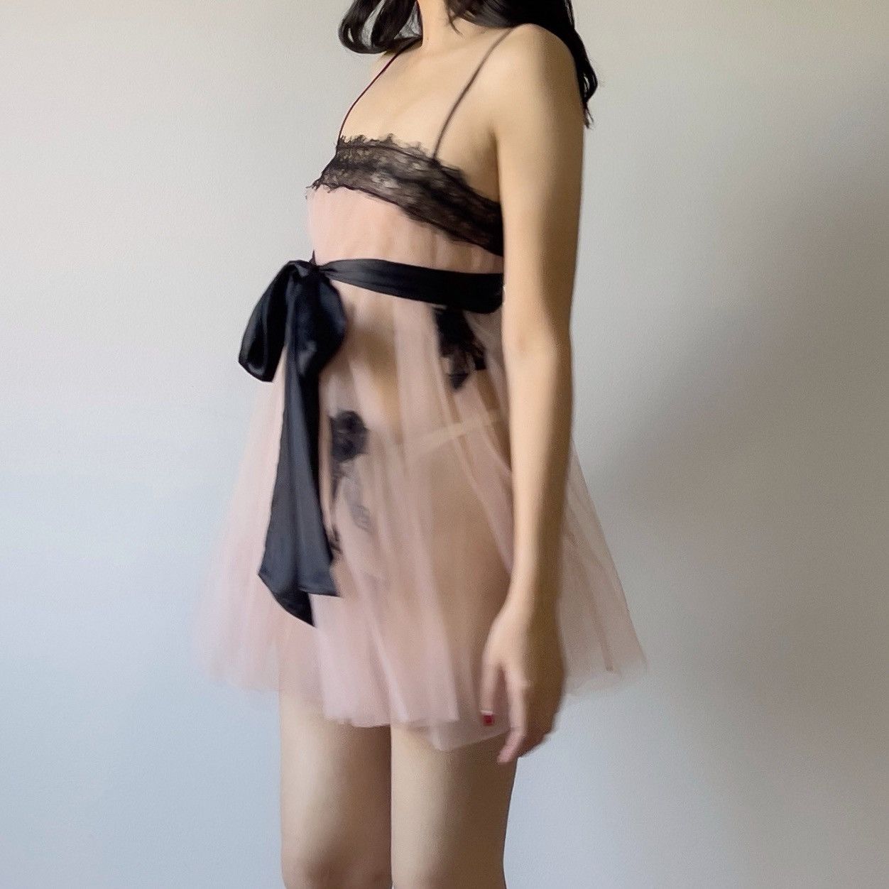 Victoria's Secret Romantic Dusty Pink Mesh & Black Lace Sheer Mini Dress/XS-M Size M / US 6-8 / IT 42-44 - 10 Thumbnail