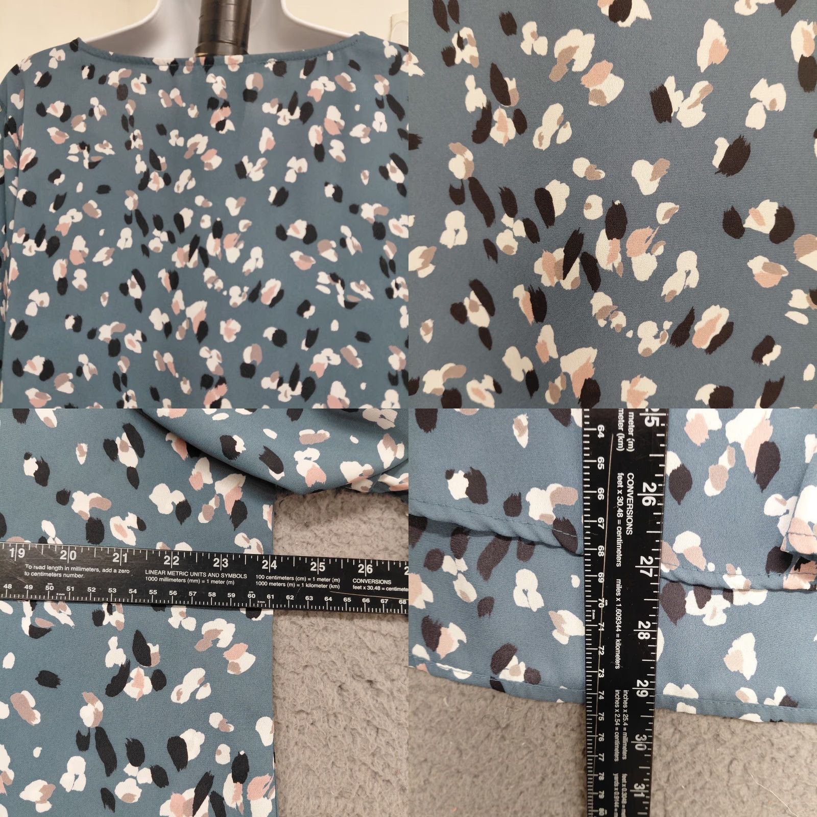 Vintage Collective Concepts Blouse Women's 1X Plus Size Slate Blue Balloon Sleeve Vneck Size XL / US 12-14 / IT 48-50 - 8 Thumbnail