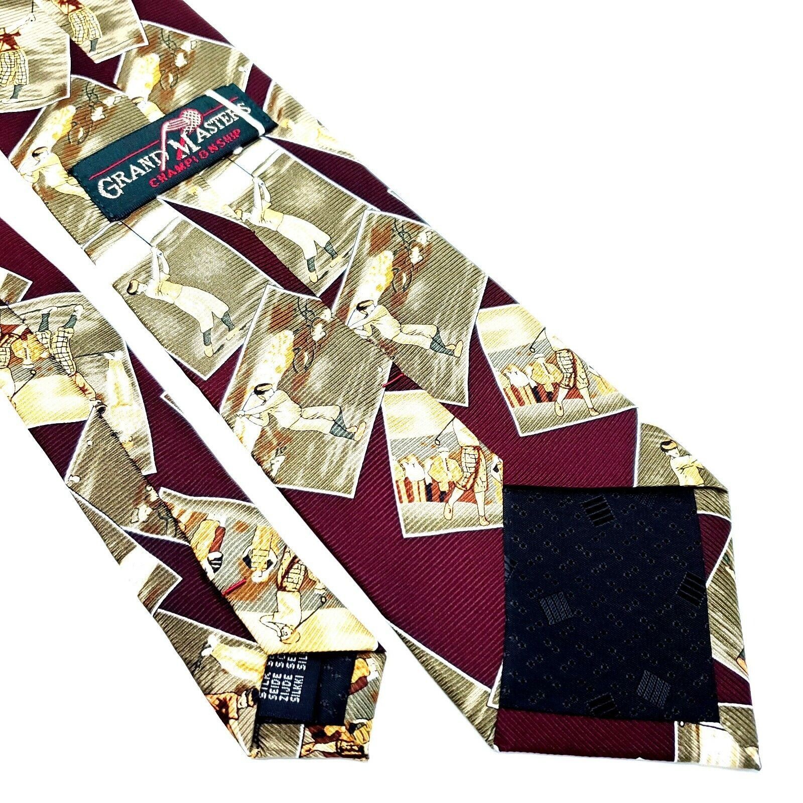 Vintage Grand Masters Silk Tie Golf Novelty Red Print Size ONE SIZE - 5 Thumbnail