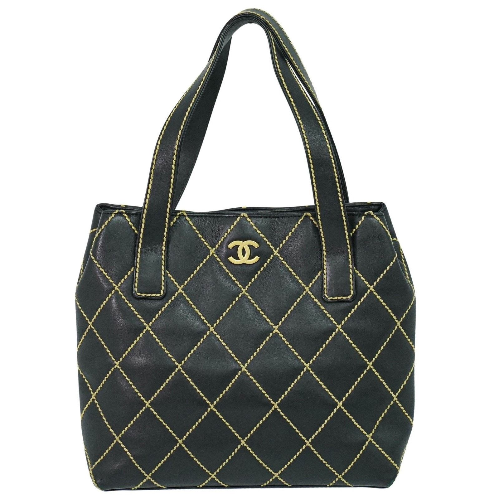 Chanel Quilted Leather Surpique Tote Black