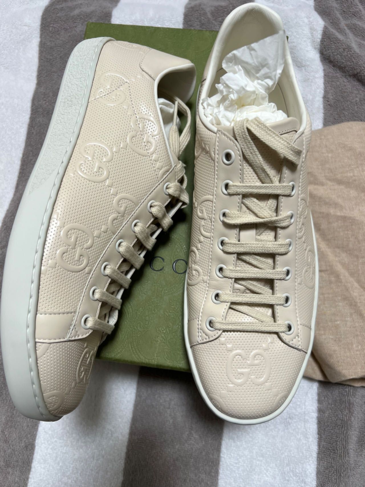 Gucci GUCCI Calfskin GG Tennis Embossed Mens Ace Size US 14 / EU 47 - 7 Thumbnail