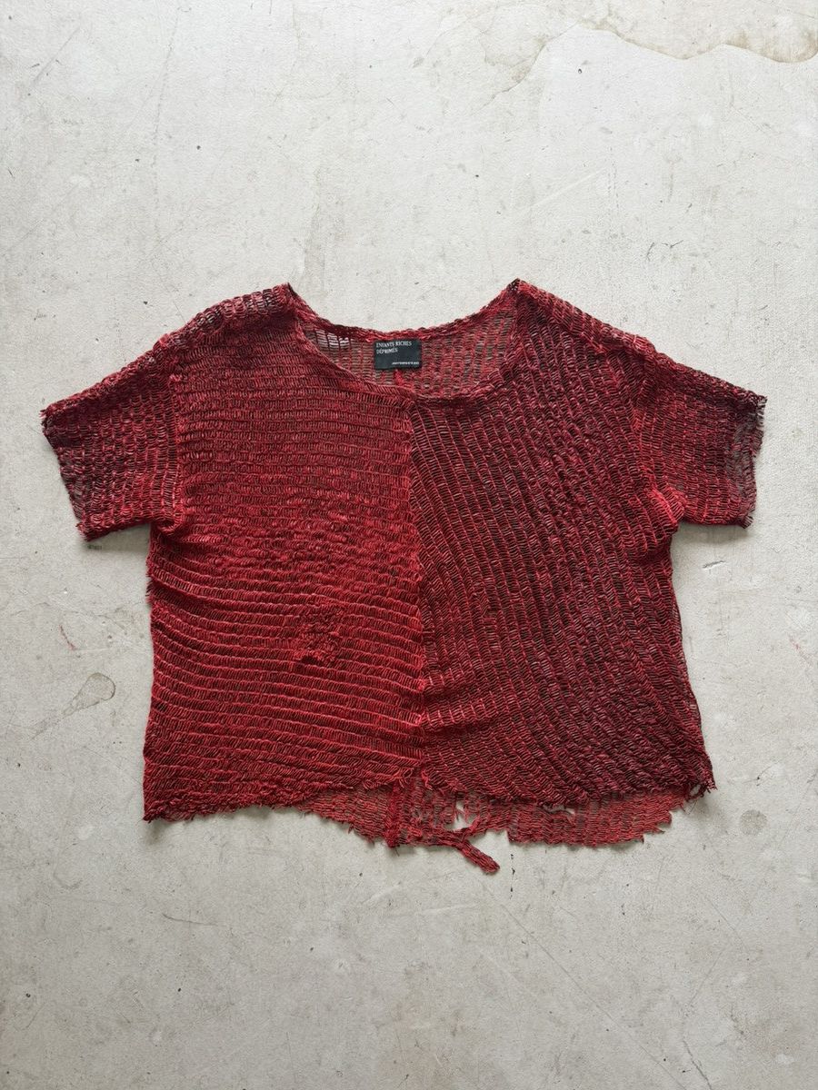 Enfants Riches Deprimes ERD Red Leather Mesh Woven Tee Size US L / EU 52-54 / 3 - 1 Thumbnail