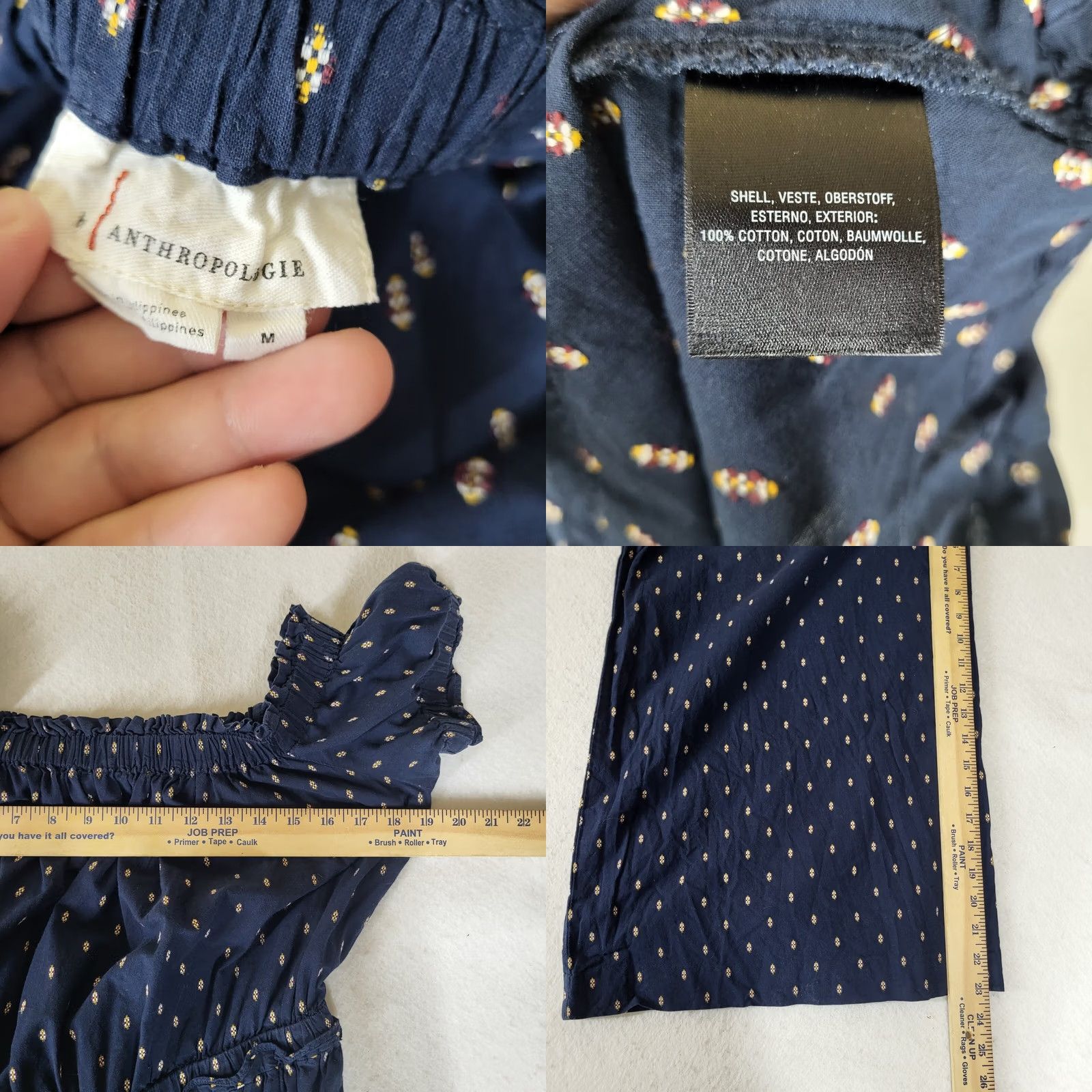 Anthropologie Anthropologie Findley Off-The-Shoulder Navy Blue Jumpsuit Women M Regular Size Size 32" / US 10 / IT 46 - 8 Thumbnail