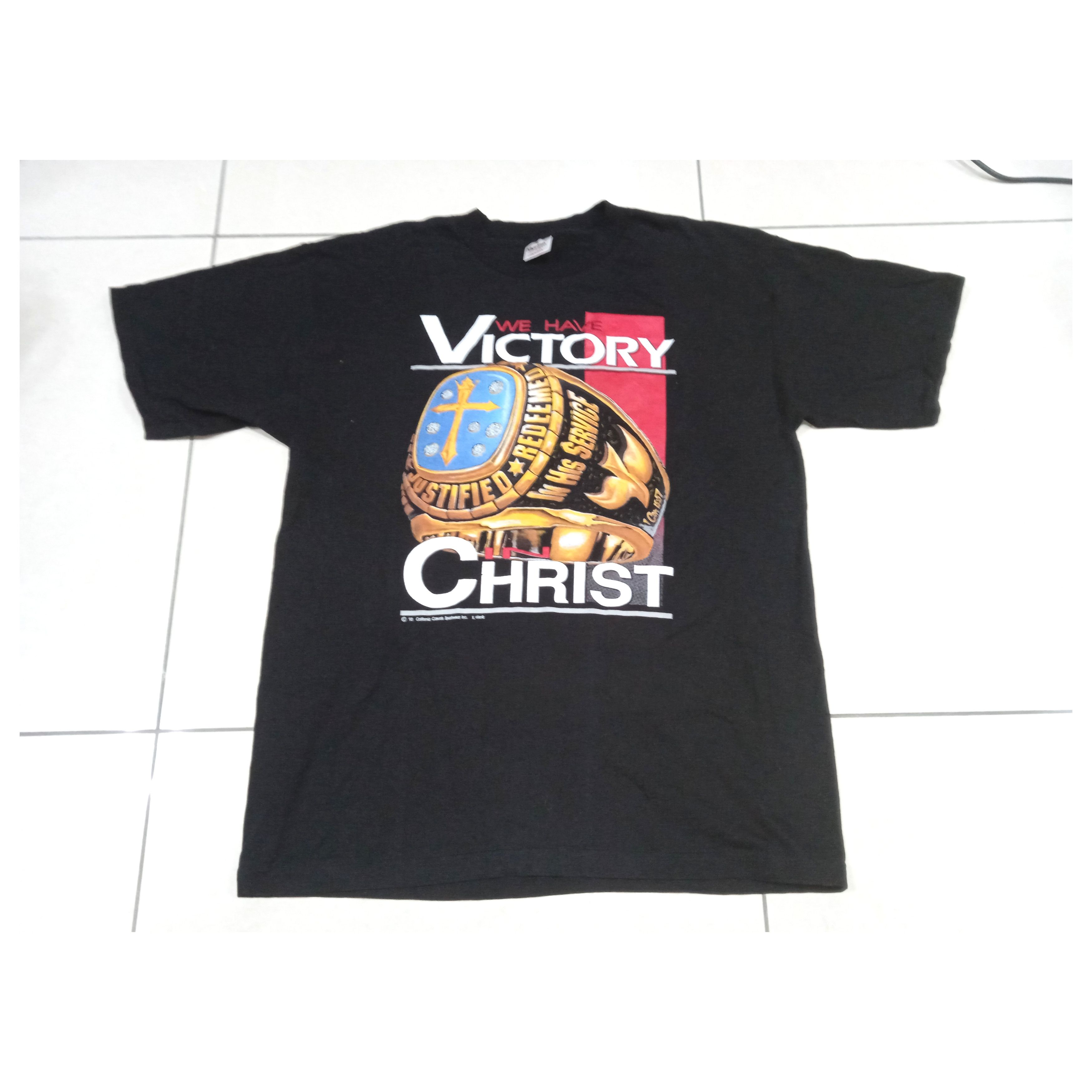 Image of Vintage 90's Victory In Jesus Christ Gospel T-Shirt XL in Black, Men's