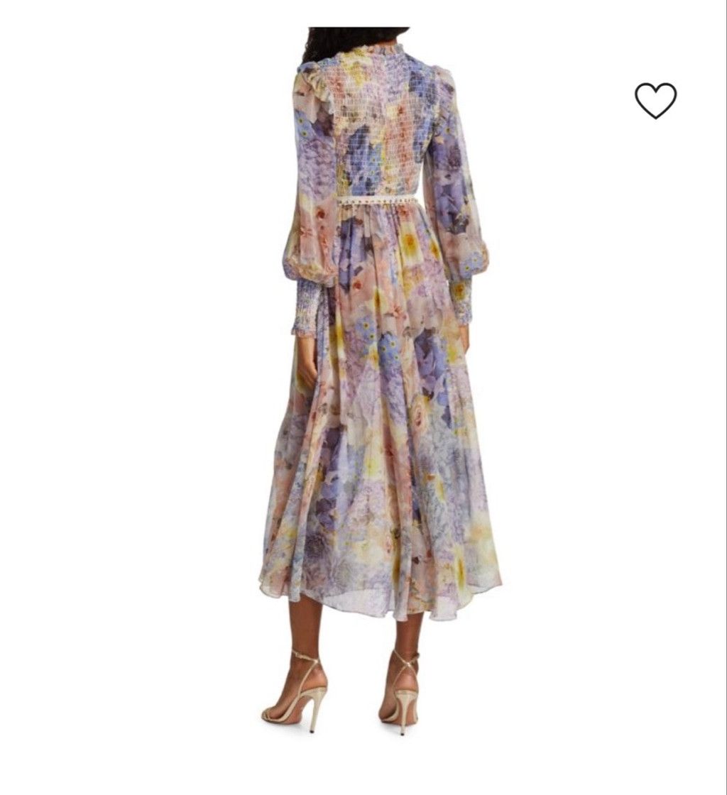 Zimmermann Women's Zimmermann Rhythmic Shirred Midi Dress Size S / US 4 / IT 40 - 3 Thumbnail
