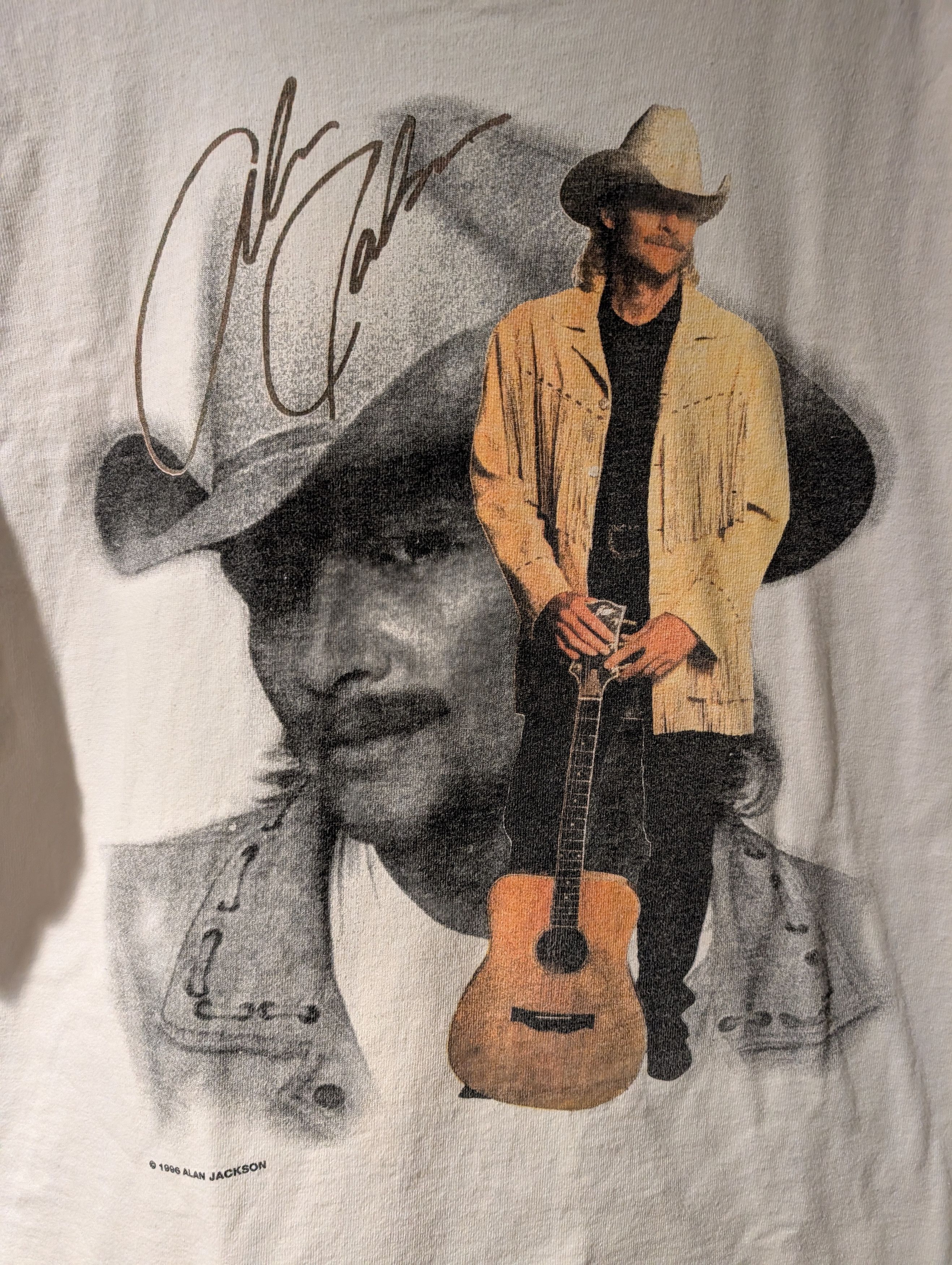 Band Tees Vintage 1996 Alan Jackson Portrait T-Shirt Mens XL White Size US XL / EU 56 / 4 - 2 Thumbnail