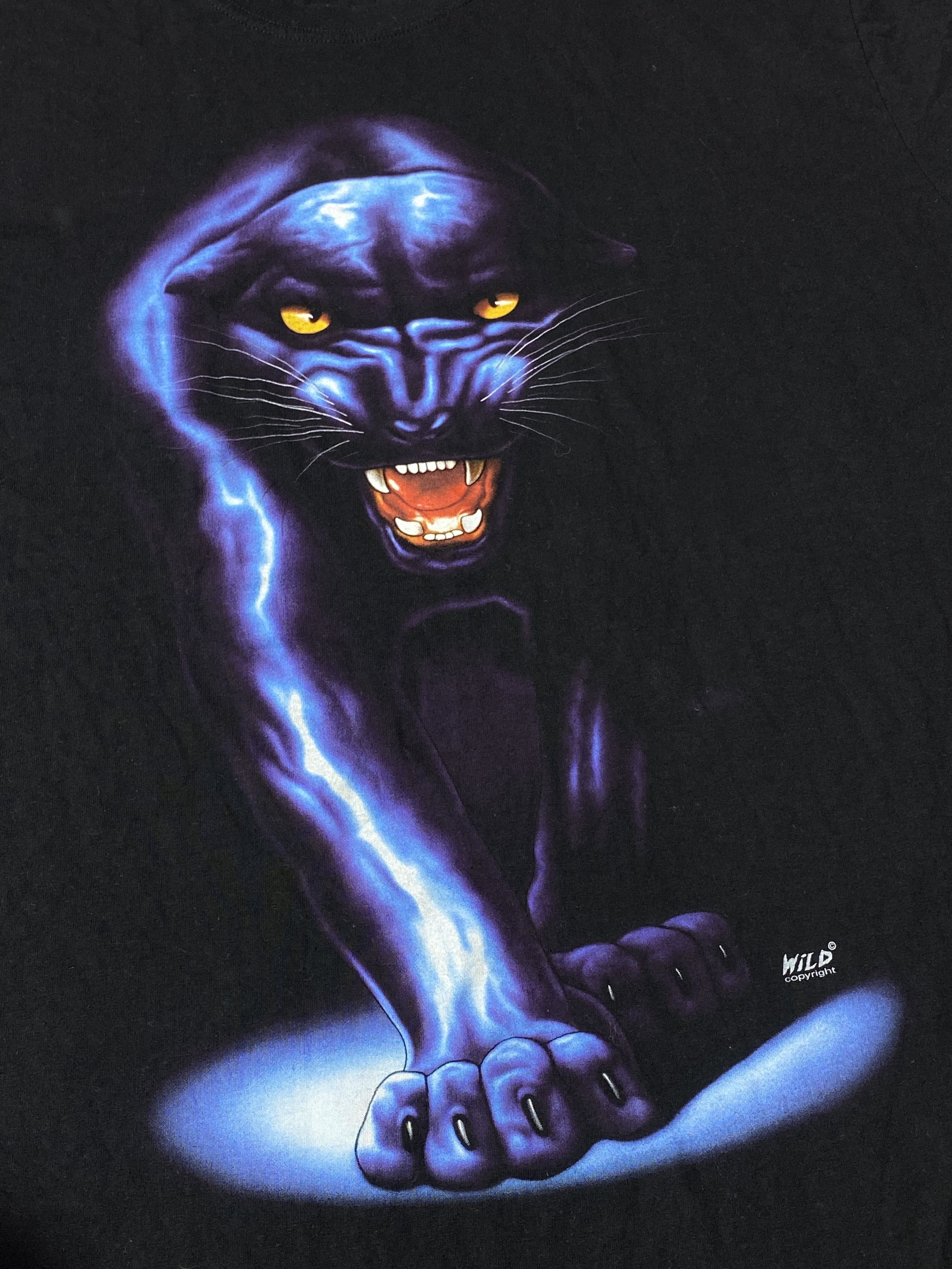 Vintage Vintage 90s WILD Dark Lightning Panther T-shirt Size US XL / EU 56 / 4 - 3 Thumbnail