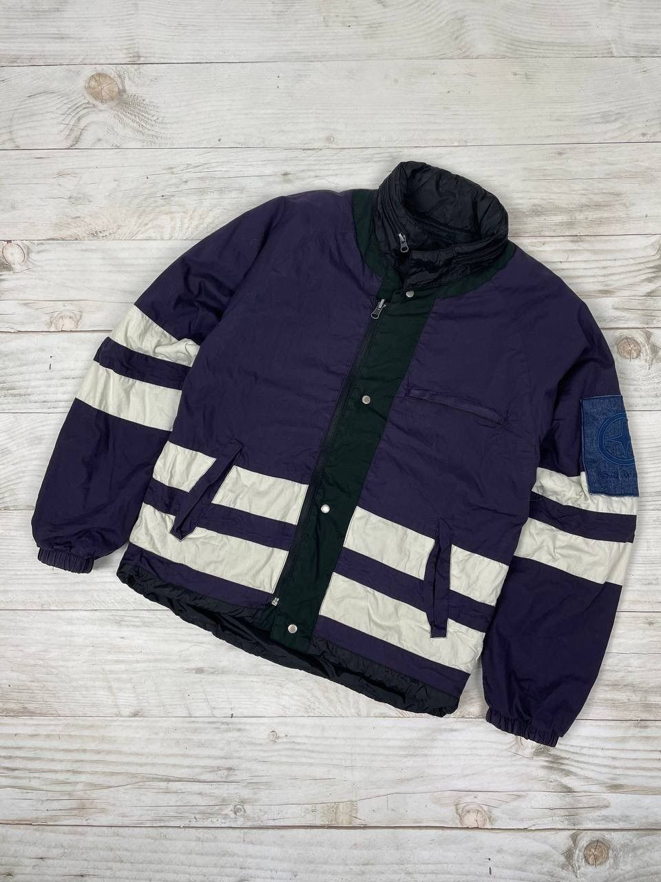 image of Massimo Osti x Stone Island Vintage Stone Island Jacket 2In1 Denim Reversible Jacket in Blue (Size 