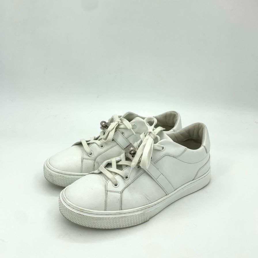 Hermes Hermès White Leather Lace-Up Sneakers Low-Top Design Size 40 Size US 10 / IT 40 - 1 Thumbnail