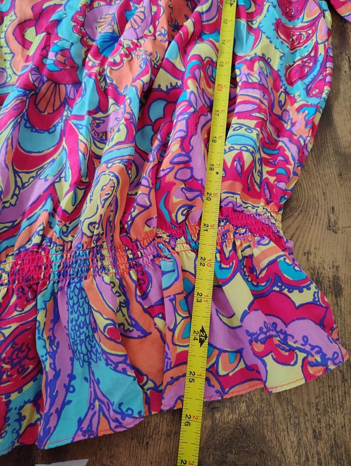 Lilly Pulitzer Lily Pulitzer Sz L Women Blouse Multicolor floral Silk Size L / US 10 / IT 46 - 8 Thumbnail