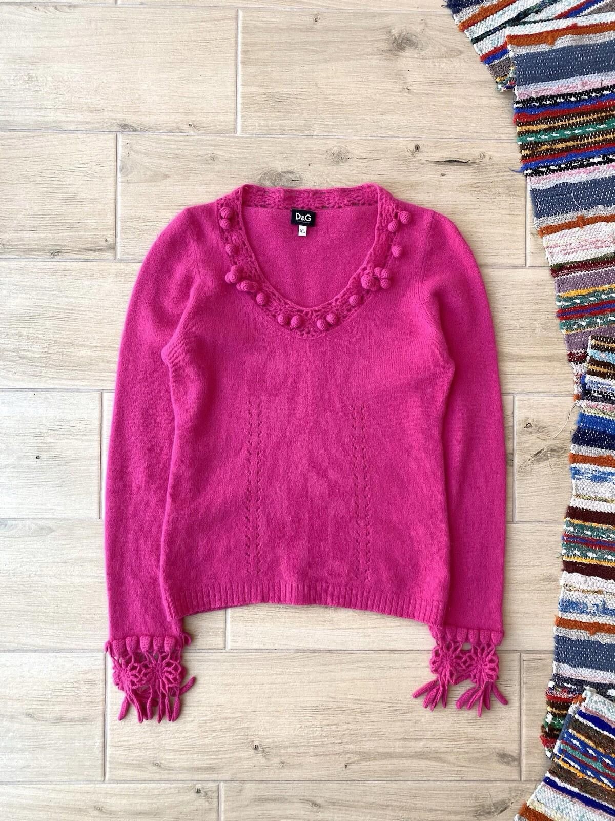 Dolce & Gabbana 2000’s Dolce & Gabbana Pullover Lace / Decor Wool Sweater Size L / US 10 / IT 46 - 1 Thumbnail