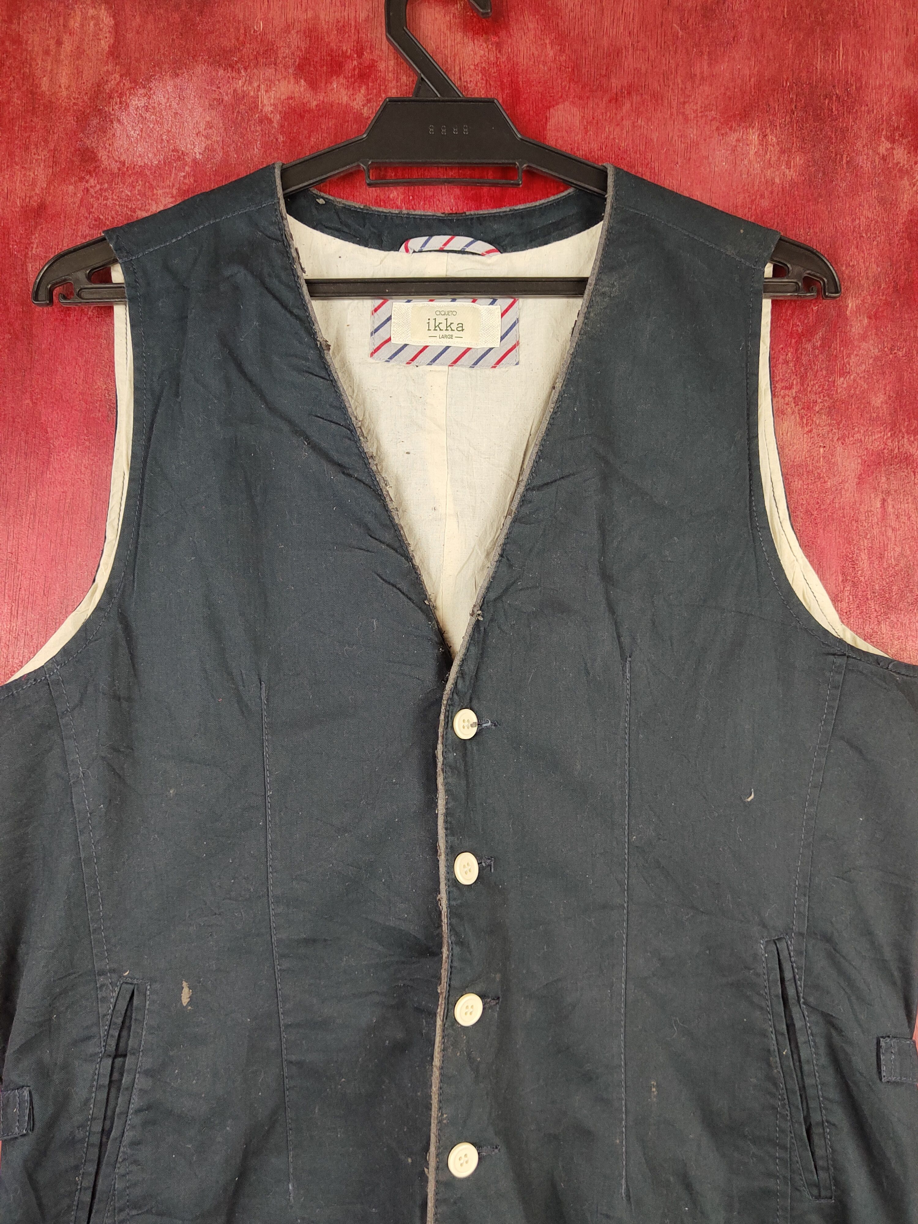 Japanese Brand × Vintage Aqueton Ikka vintage japan Dark Blue Vests #S1361 Size US L / EU 52-54 / 3 - 2 Thumbnail