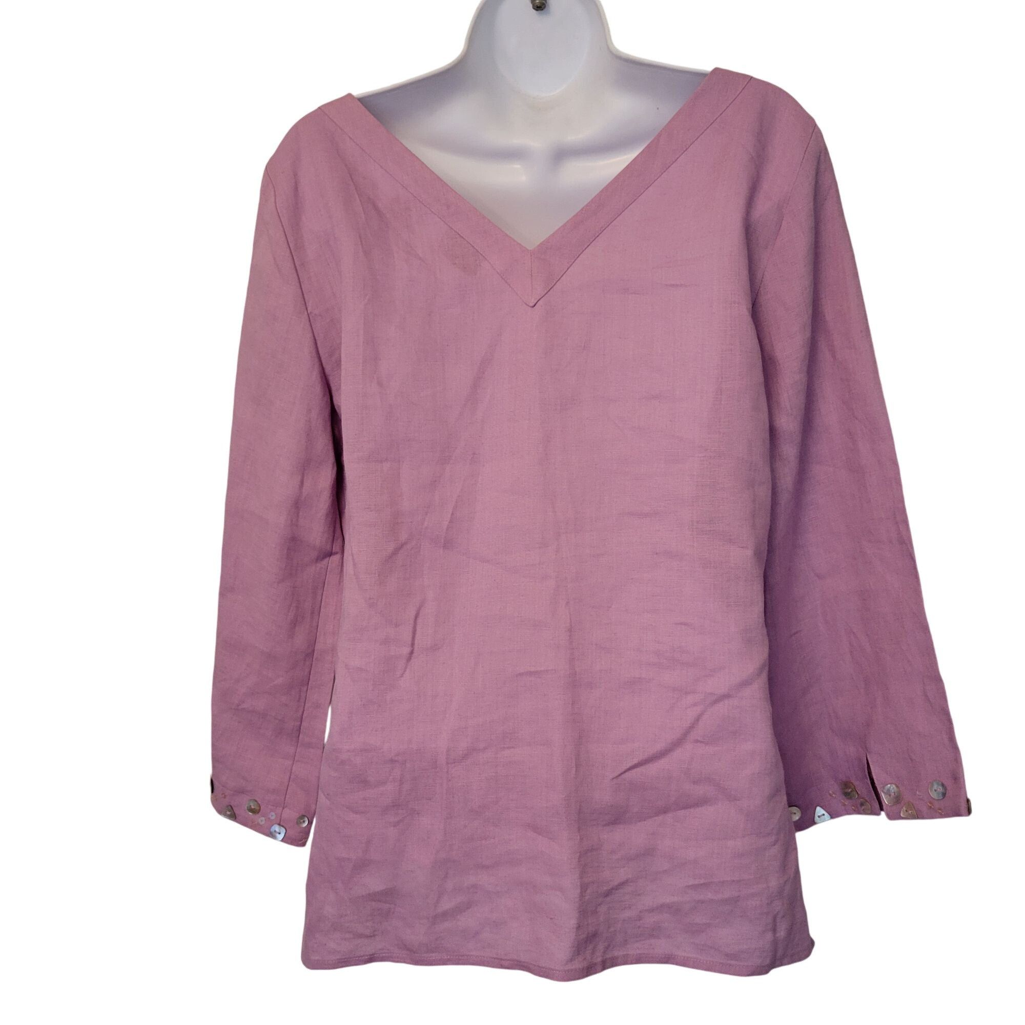 Vintage Richard Malcolm S Purple Irish Linen Top Shell Button Accent Size S / US 4 / IT 40 - 4 Thumbnail