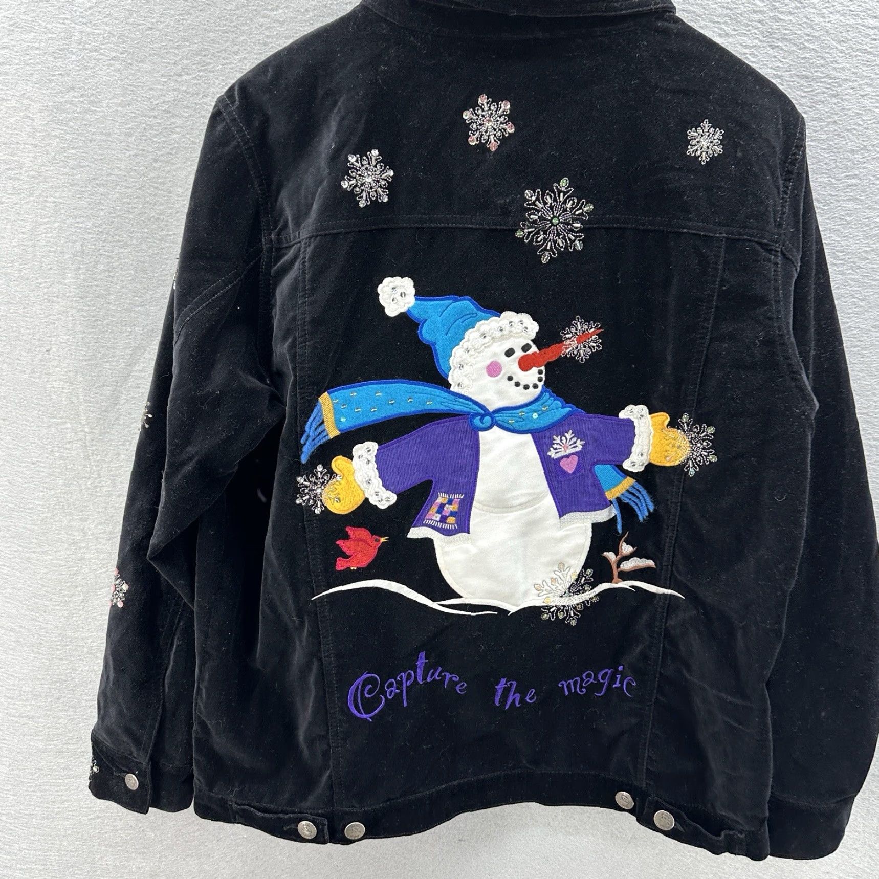 Quacker Factory Vintage Quacker Factory Women's Jacket M Black Velvet Fall Spring Winter Casual Beaded Embroidered 90s Size M / US 6-8 / IT 42-44 - 2 Thumbnail