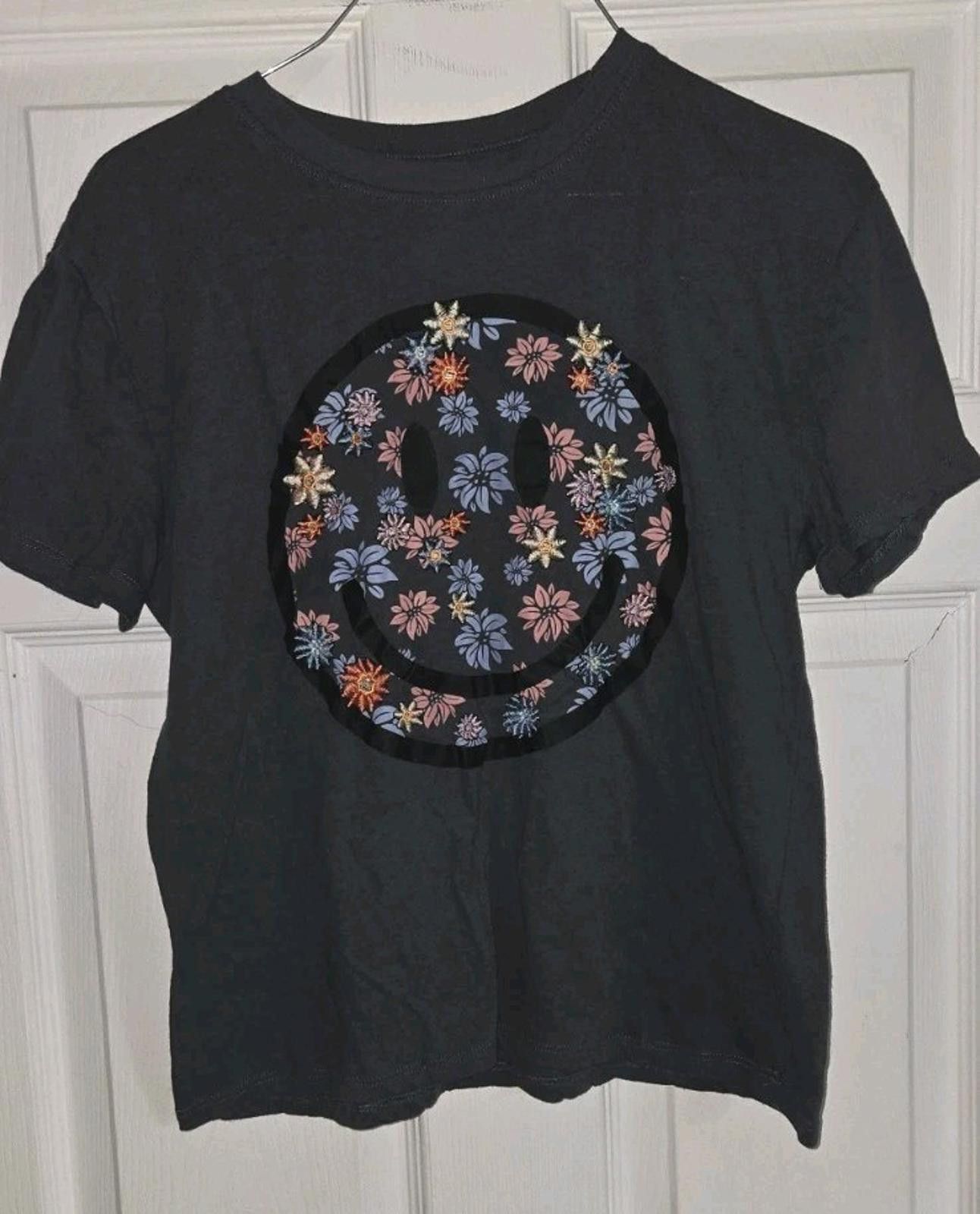 Other Freeze Embroidered Gray Floral Smiley Face Crew Neck Pullove Size XS / US 0-2 / IT 36-38 - 2 Thumbnail