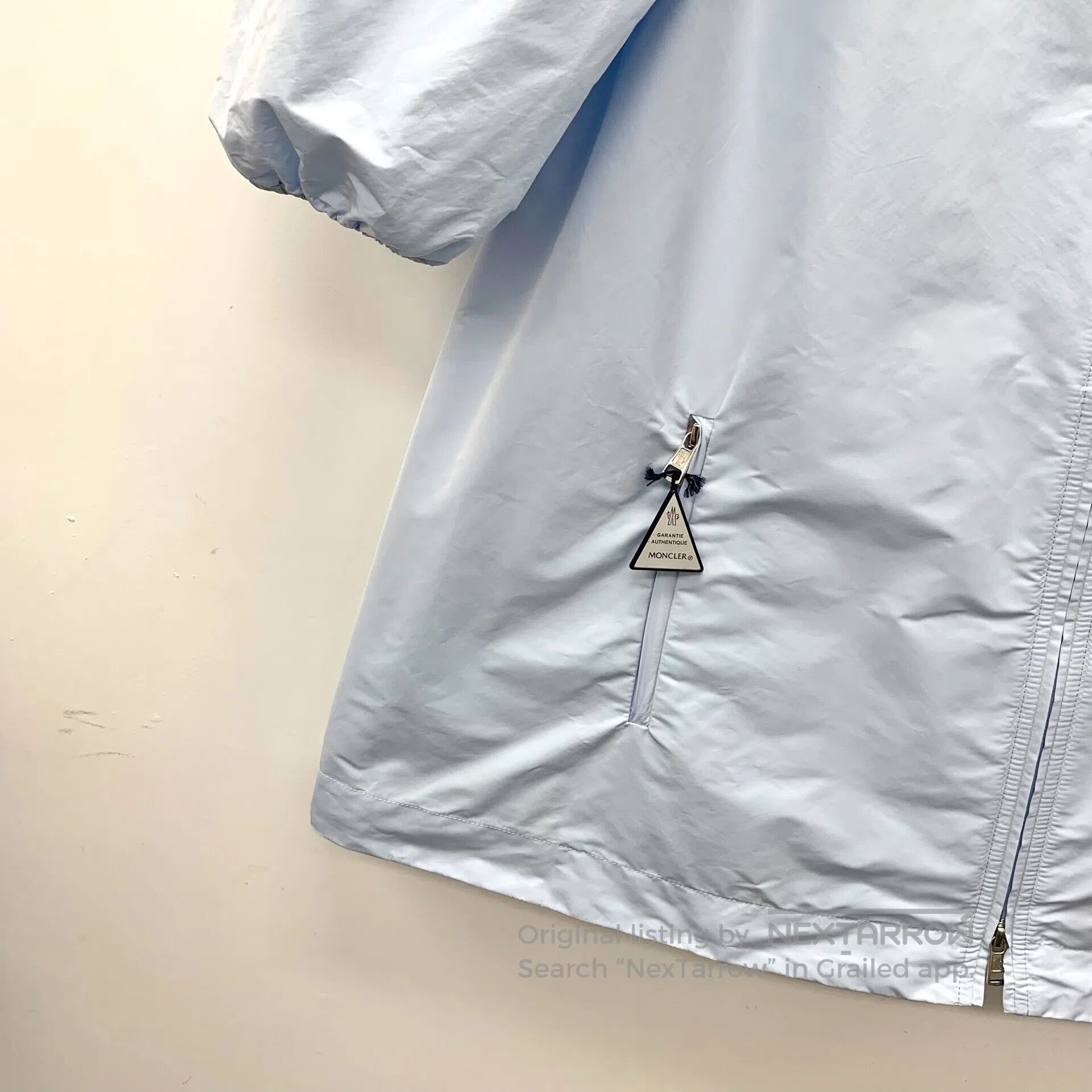 Moncler Moncler Light Blue Logo Diamond Embellished Hooded Drawstr Size US S / EU 44-46 / 1 - 4 Thumbnail