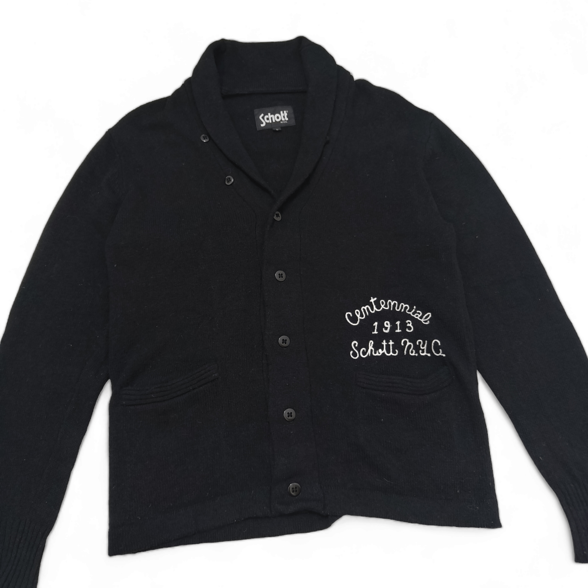 Schott Vintage Schott NYC Knitwear Wool Cardigan Sweater Size US L / EU 52-54 / 3 - 3 Thumbnail