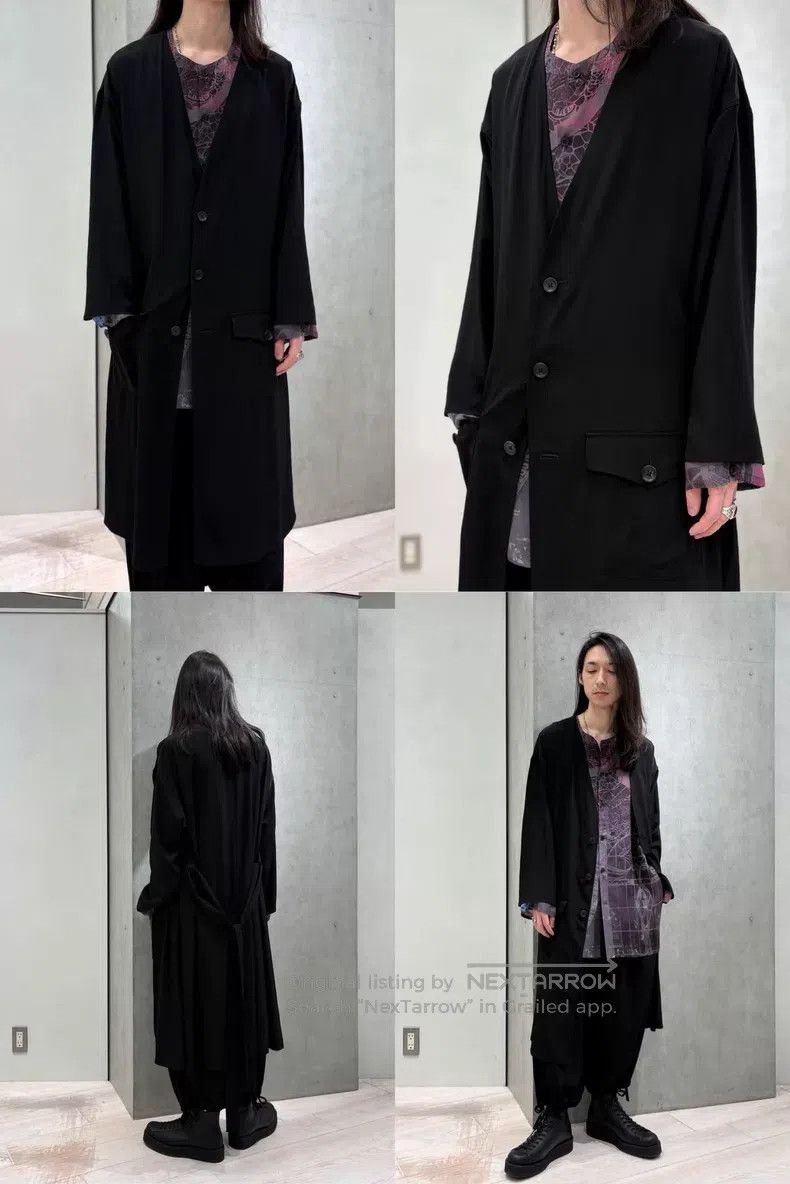 Yohji Yamamoto Yohji Yamamoto 26SS collarless cinched triacetate coat| Size US L / EU 52-54 / 3 - 7 Thumbnail