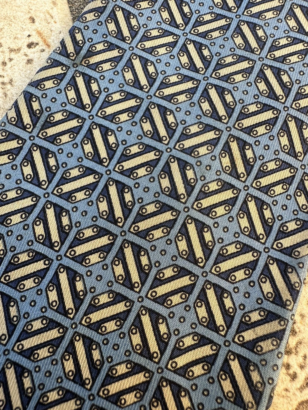Hermes Hermès Silk Blue Tie Size ONE SIZE - 10 Thumbnail