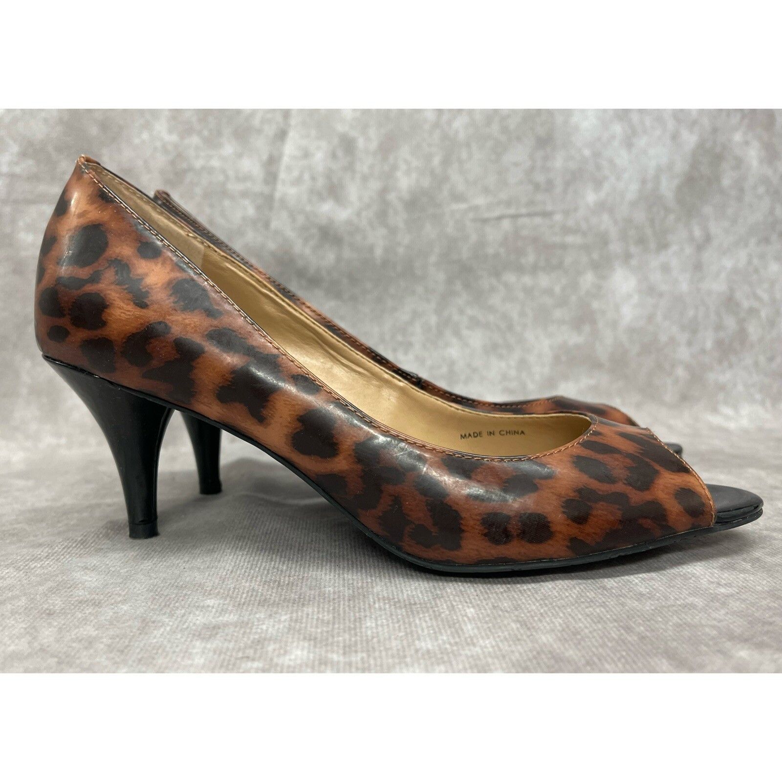 Other TAHARI Marie Women's Leather Leopard Open Toe Heel Pumps Sho Size US 4.5 / IT 34.5 - 1 Thumbnail